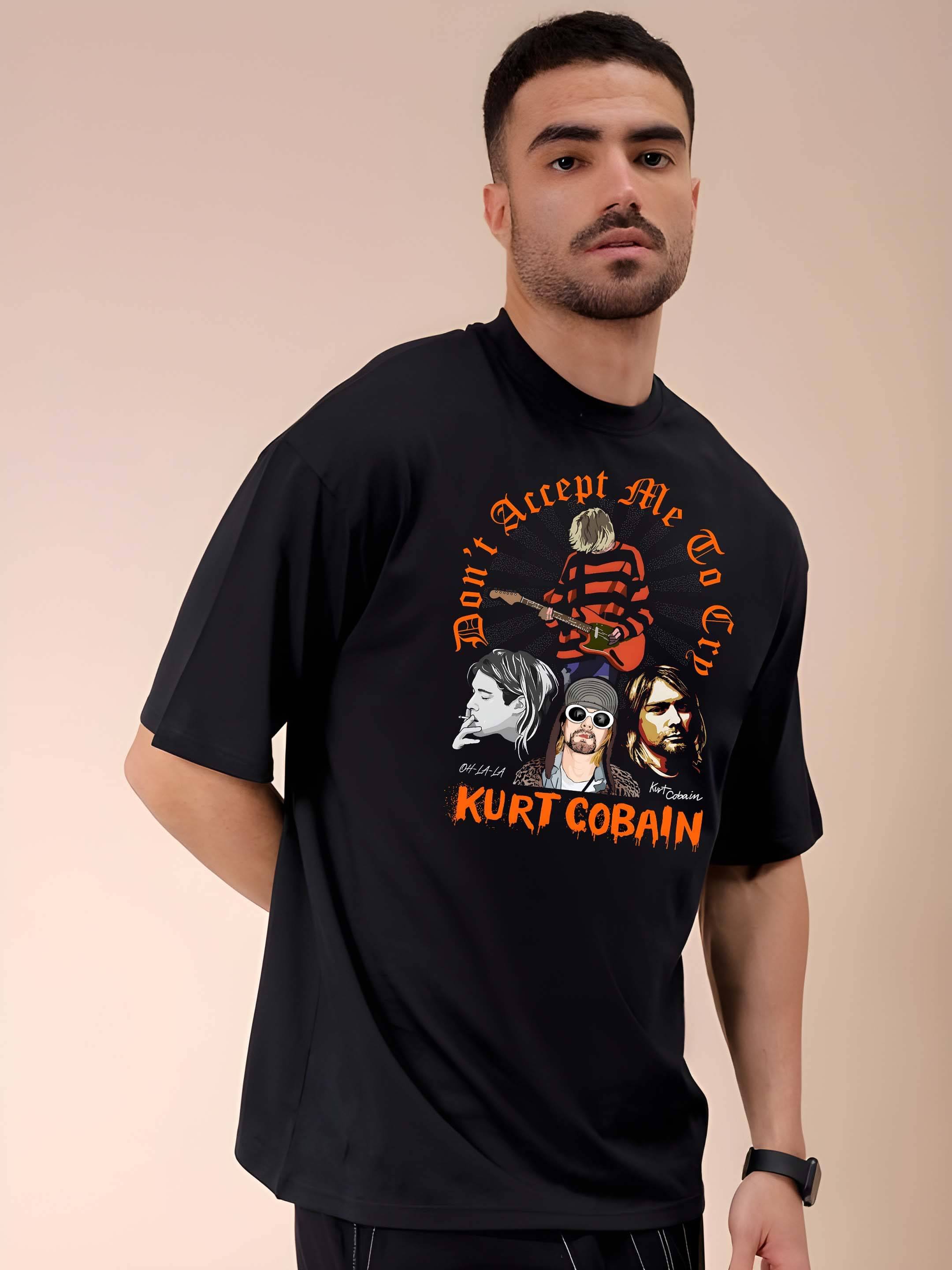 Kaido Cotton Oversized Fit Self Design Half Sleeves Men's Round T-Shirt - Black ( Pack of 1 )     			Kaido Cotton Oversized Fit Self Design Half Sleeves Men's Round T-Shirt - Black ( Pack of 1 )