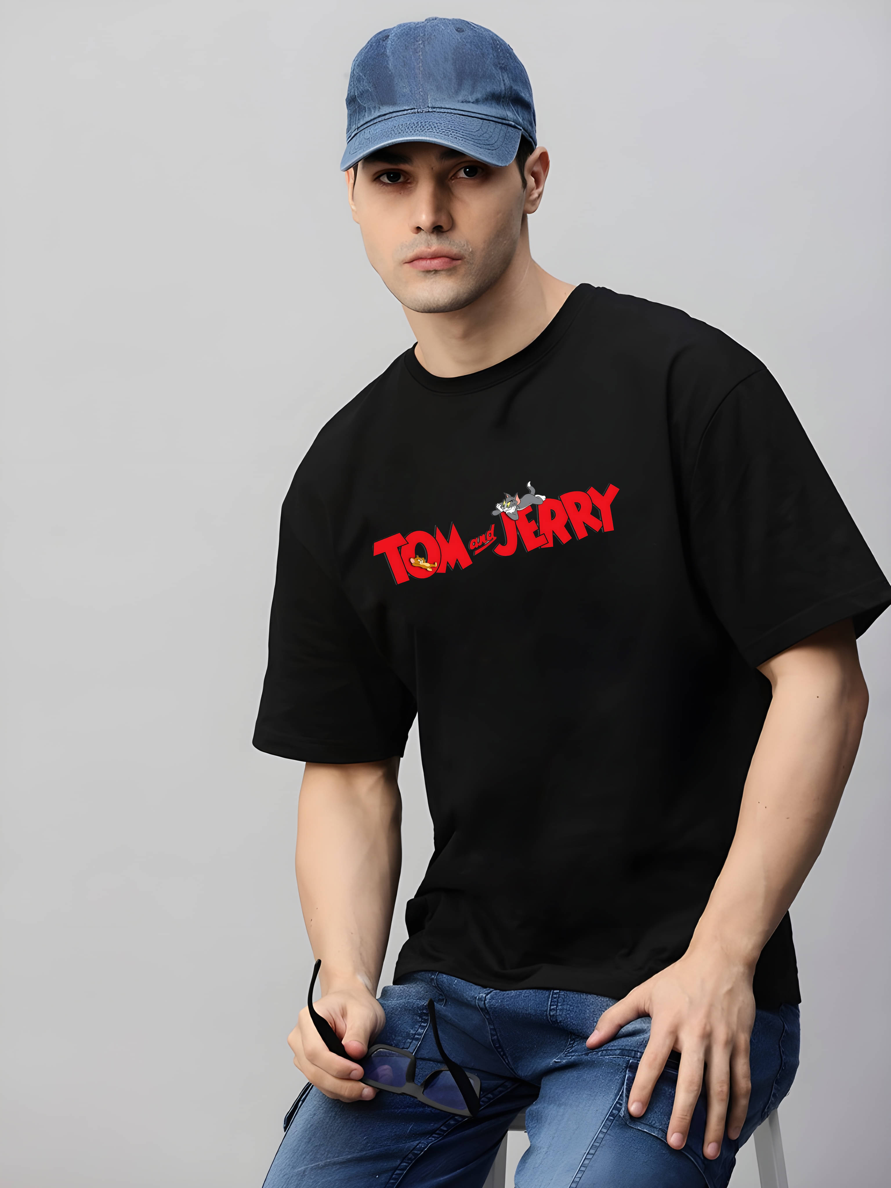 Kaido Cotton Oversized Fit Self Design Half Sleeves Men's Round T-Shirt - Black ( Pack of 1 )     			Kaido Cotton Oversized Fit Self Design Half Sleeves Men's Round T-Shirt - Black ( Pack of 1 )