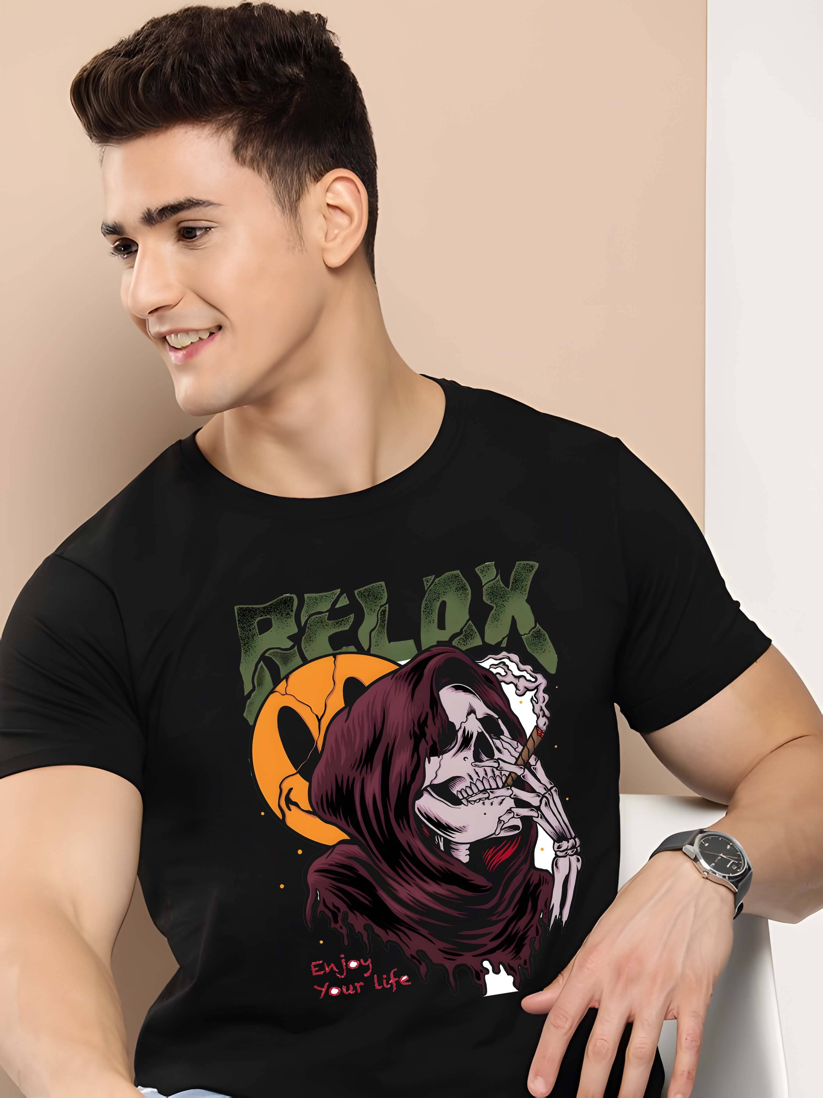 Kaido Cotton Regular Fit Printed Half Sleeves Men's Round T-Shirt - Black ( Pack of 1 ) Kaido Cotton Regular Fit Printed Half Sleeves Men's Round T-Shirt - Black ( Pack of 1 )