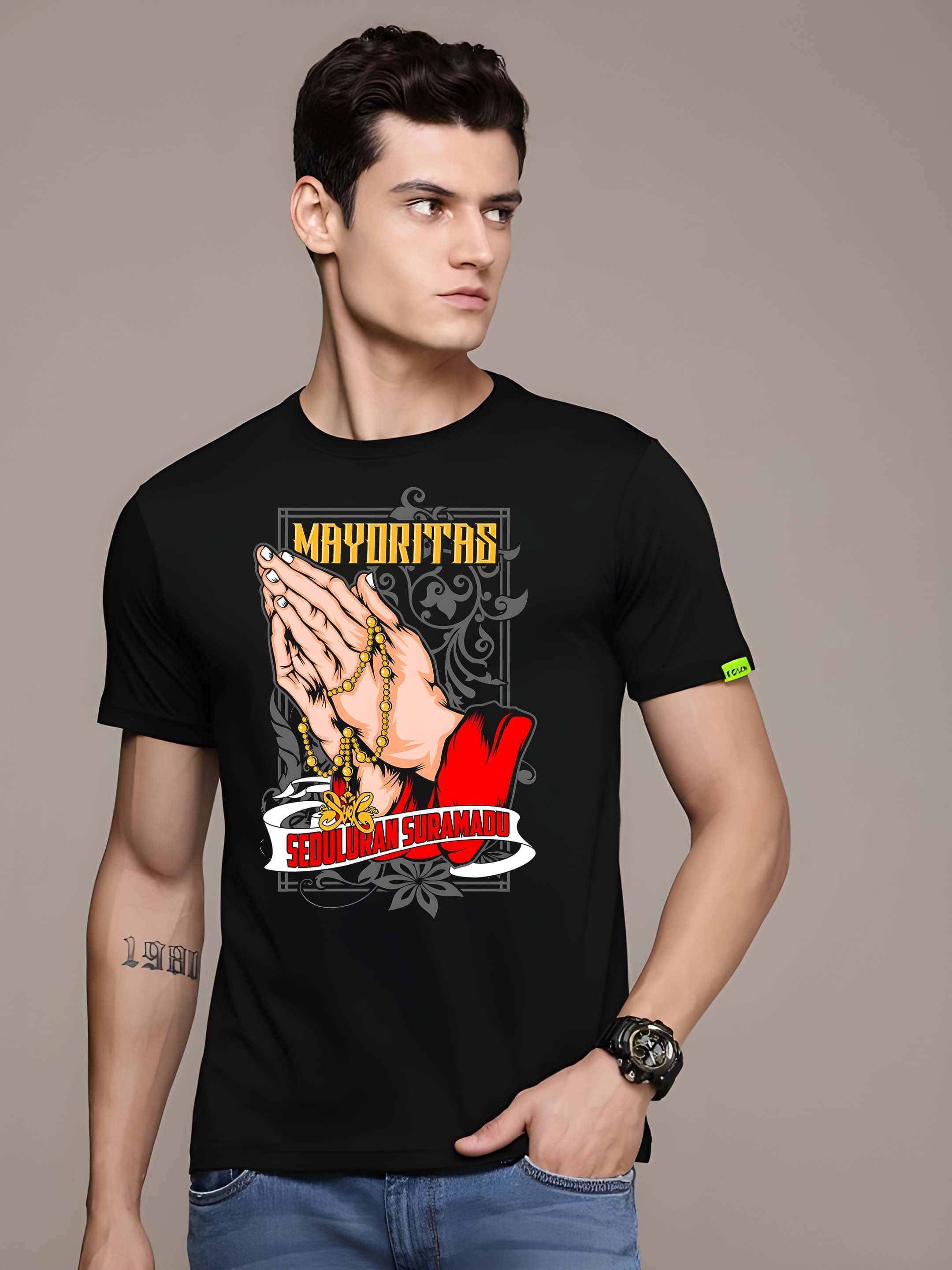     			Kaido Cotton Regular Fit Printed Half Sleeves Men's Round T-Shirt - Black ( Pack of 1 )