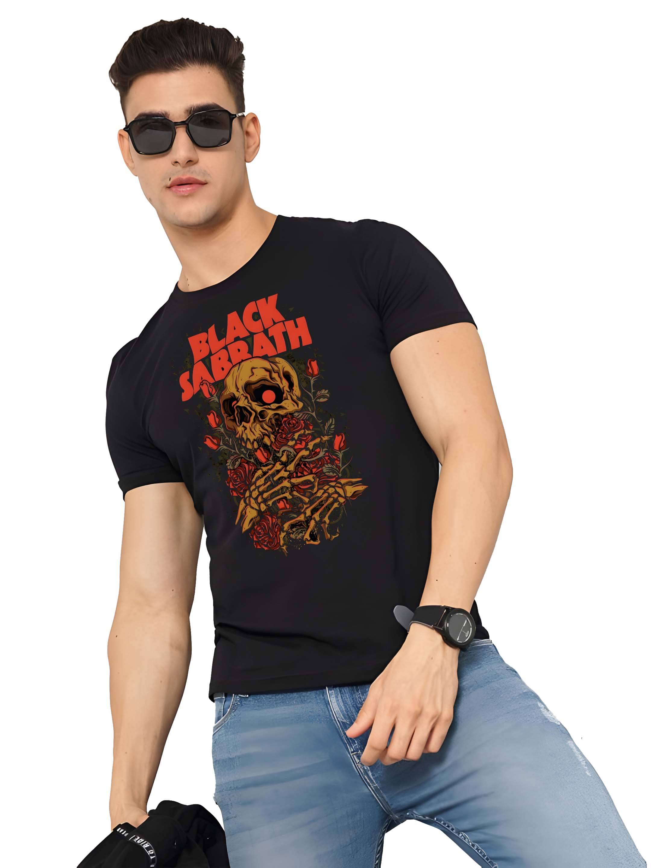     			Kaido Cotton Regular Fit Self Design Half Sleeves Men's Round T-Shirt - Black ( Pack of 1 )