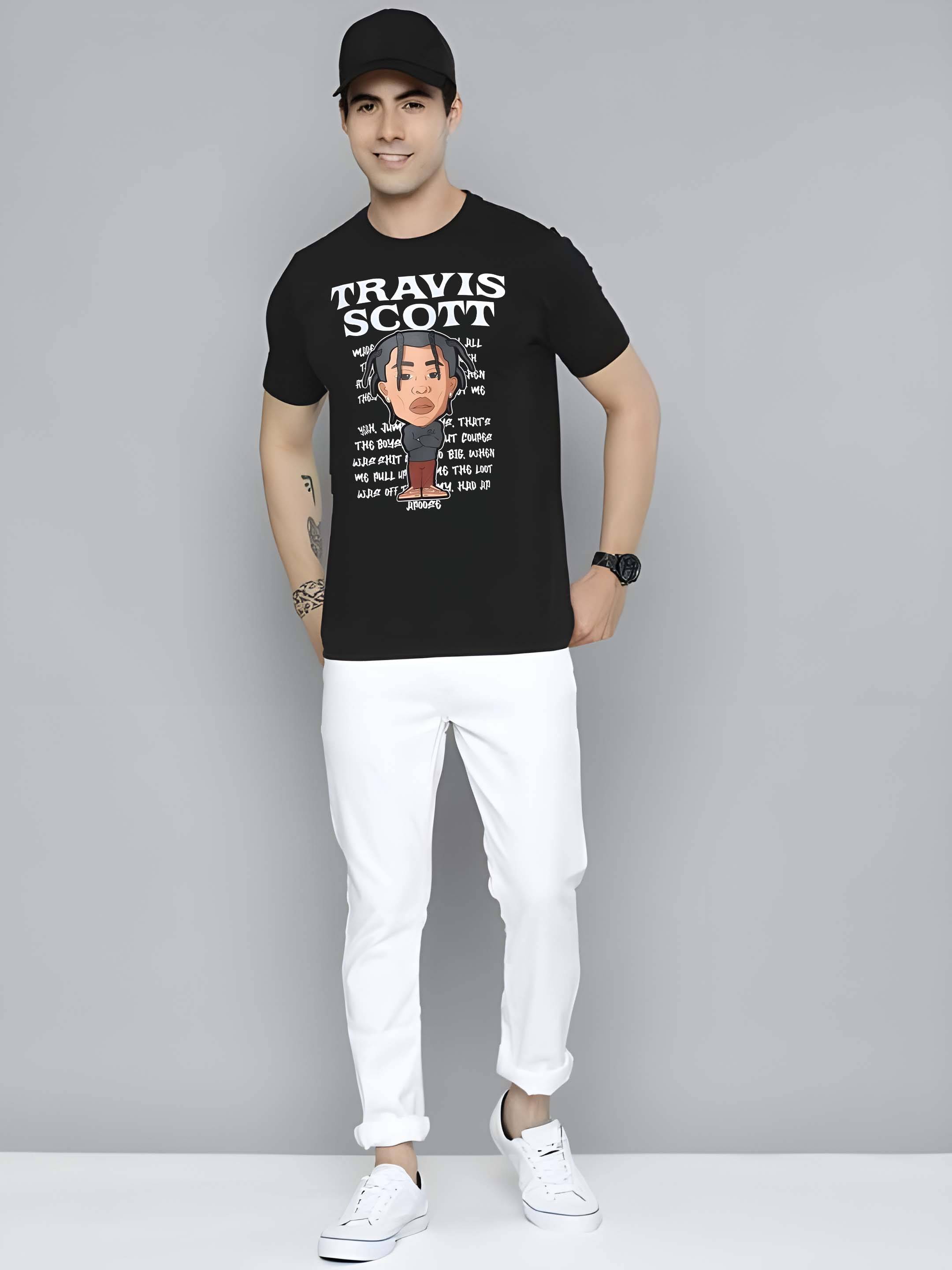 Kaido Cotton Regular Fit Self Design Half Sleeves Men's Round T-Shirt - Black ( Pack of 1 )     			Kaido Cotton Regular Fit Self Design Half Sleeves Men's Round T-Shirt - Black ( Pack of 1 )