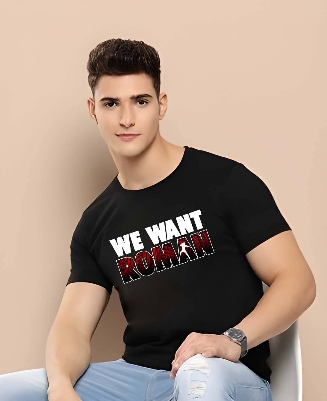     			Kaido Cotton Regular Fit Self Design Half Sleeves Men's Round T-Shirt - Black ( Pack of 1 )