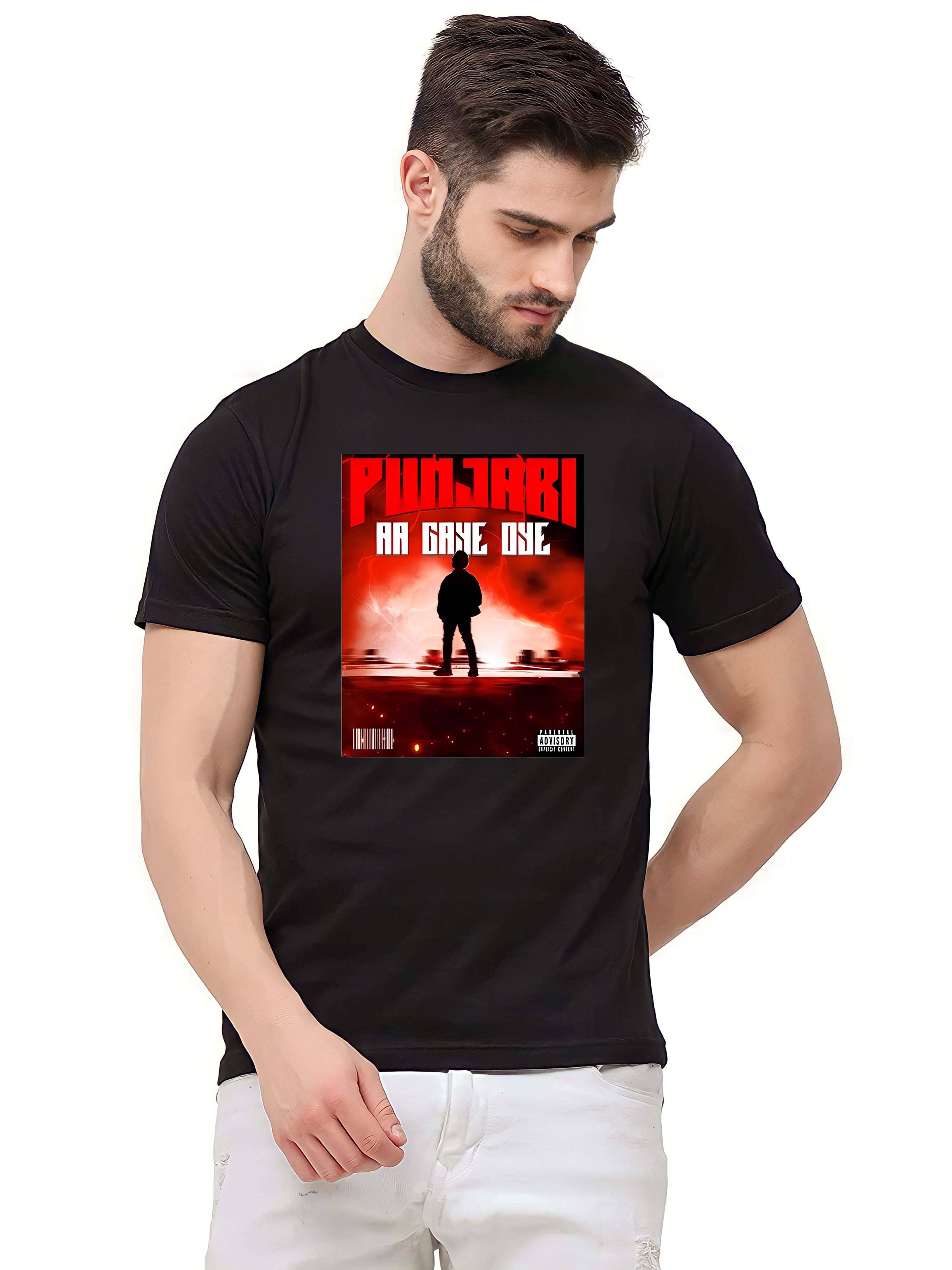     			Kaido Cotton Regular Fit Self Design Half Sleeves Men's Round T-Shirt - Black ( Pack of 1 )