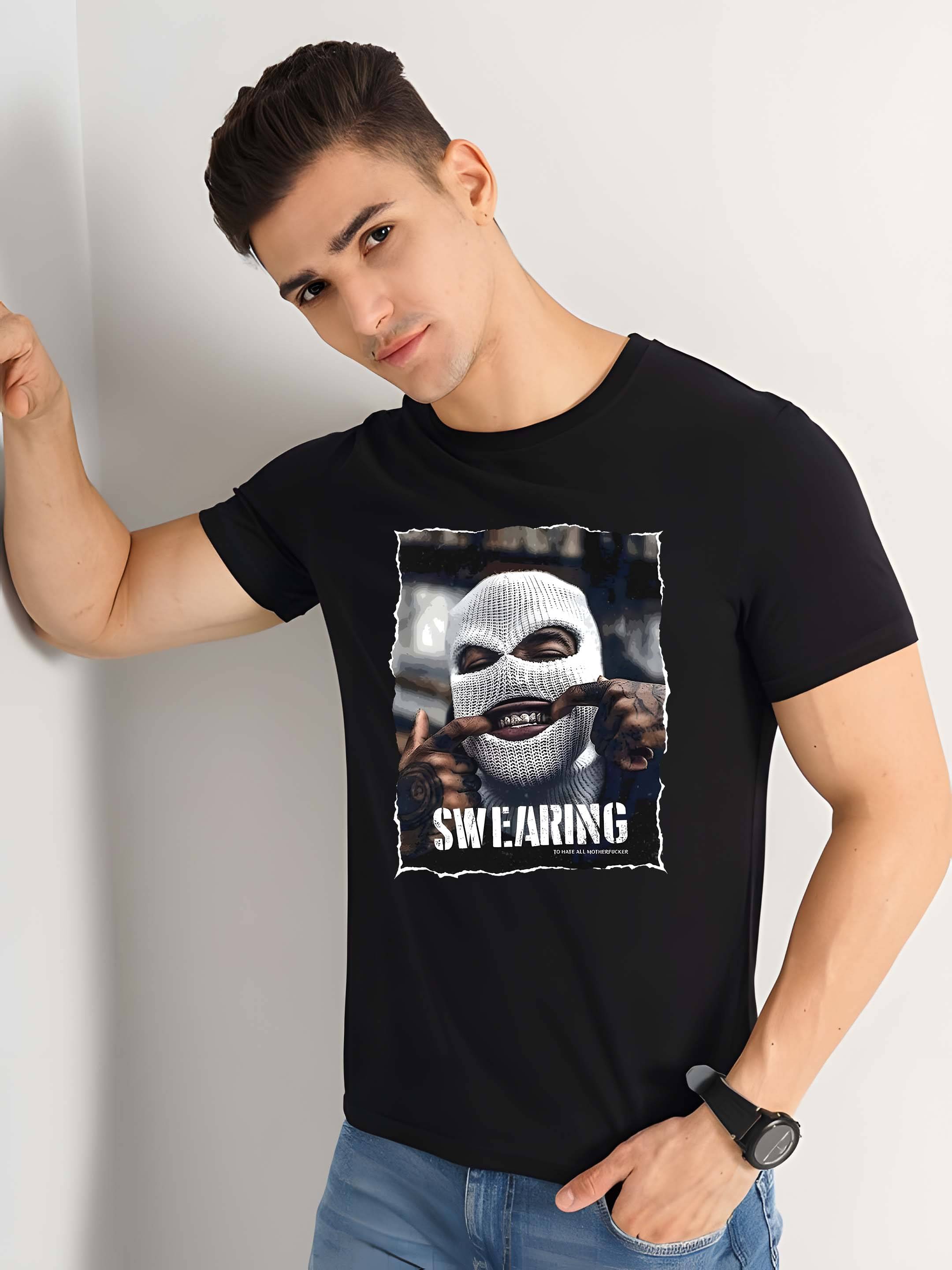     			Kaido Cotton Regular Fit Self Design Half Sleeves Men's Round T-Shirt - Black ( Pack of 1 )