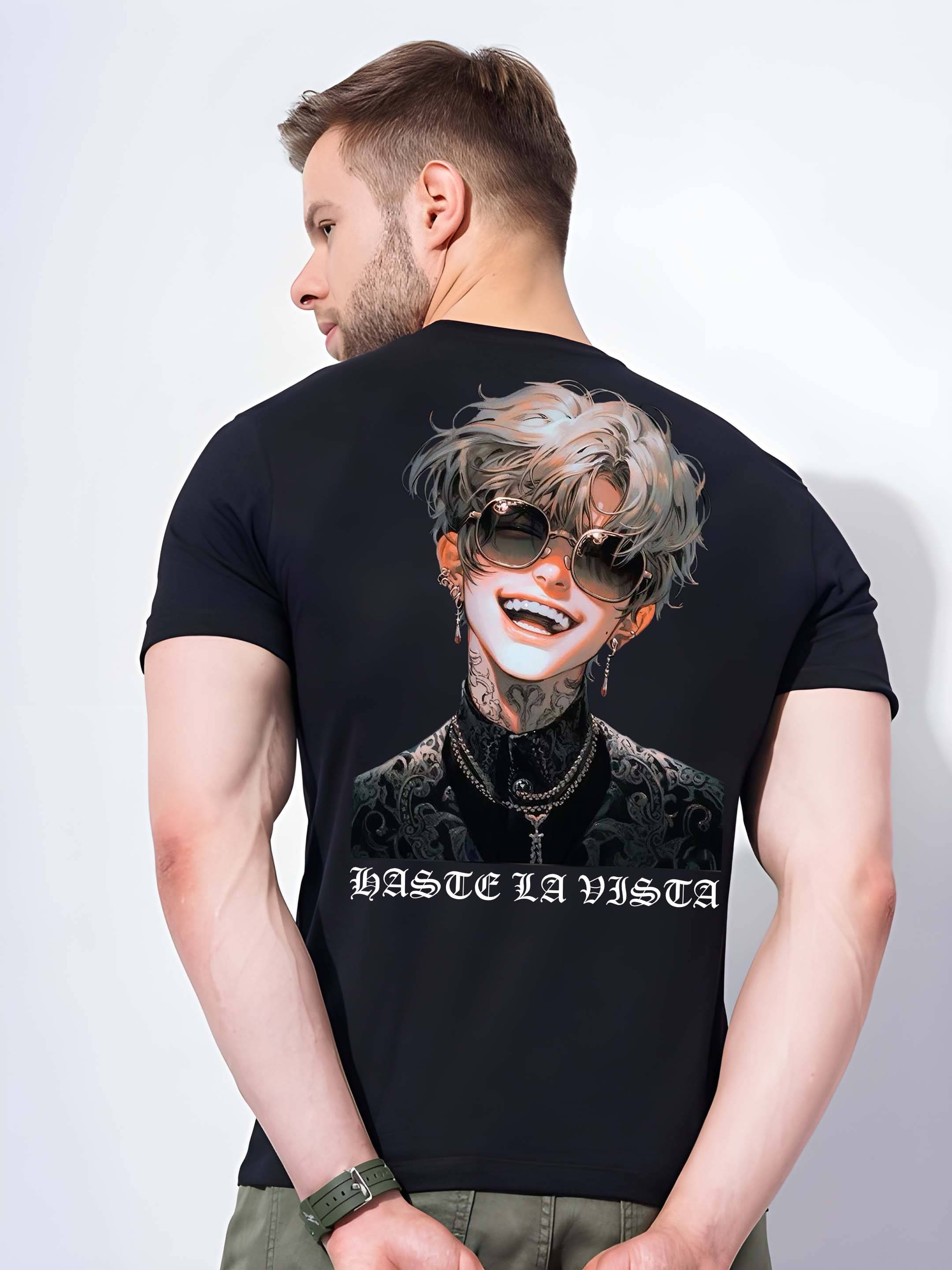     			Kaido Cotton Regular Fit Self Design Half Sleeves Men's Round T-Shirt - Black ( Pack of 1 )