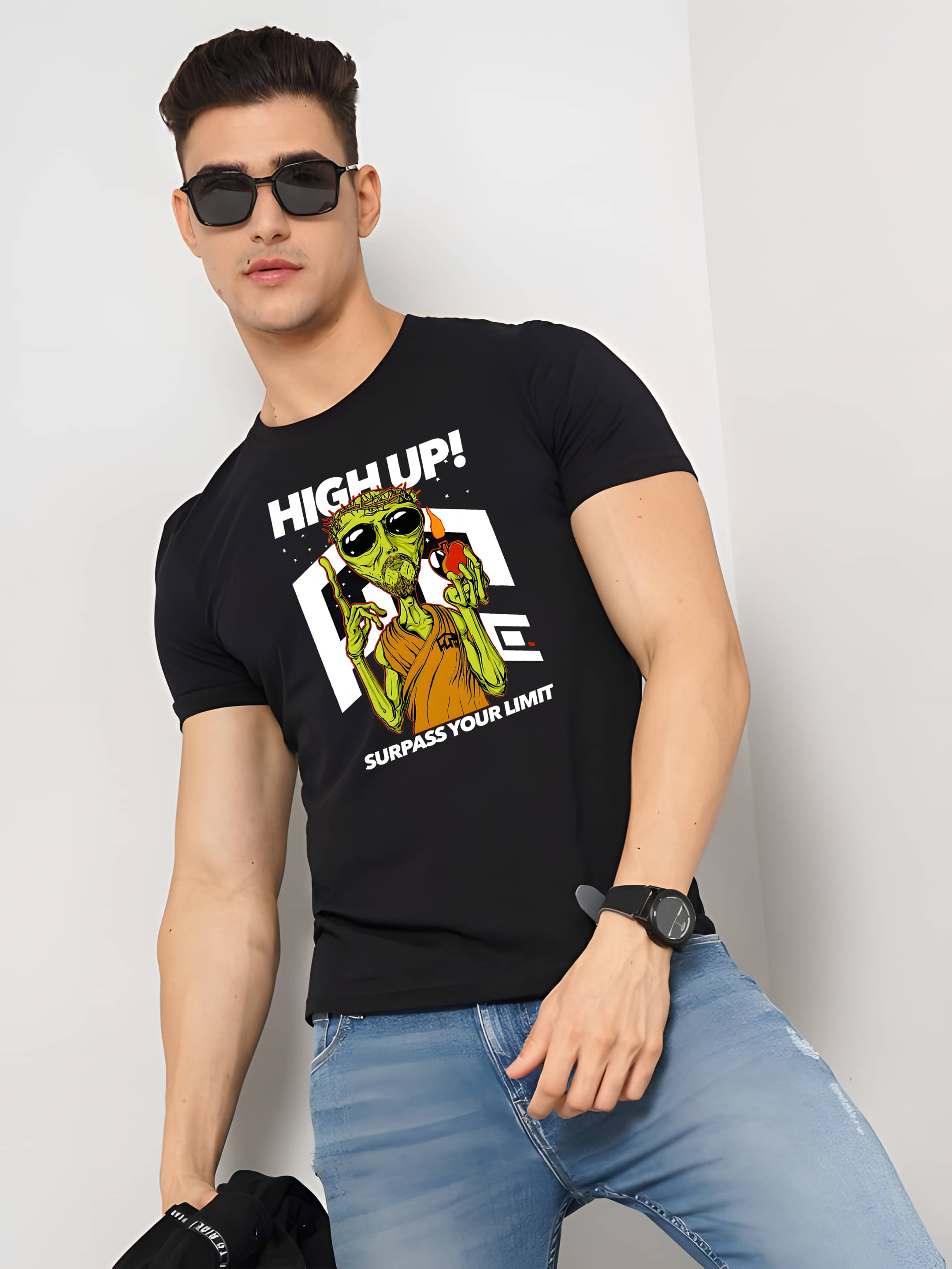 Kaido Cotton Regular Fit Self Design Half Sleeves Men's Round T-Shirt - Black ( Pack of 1 ) Kaido Cotton Regular Fit Self Design Half Sleeves Men's Round T-Shirt - Black ( Pack of 1 )