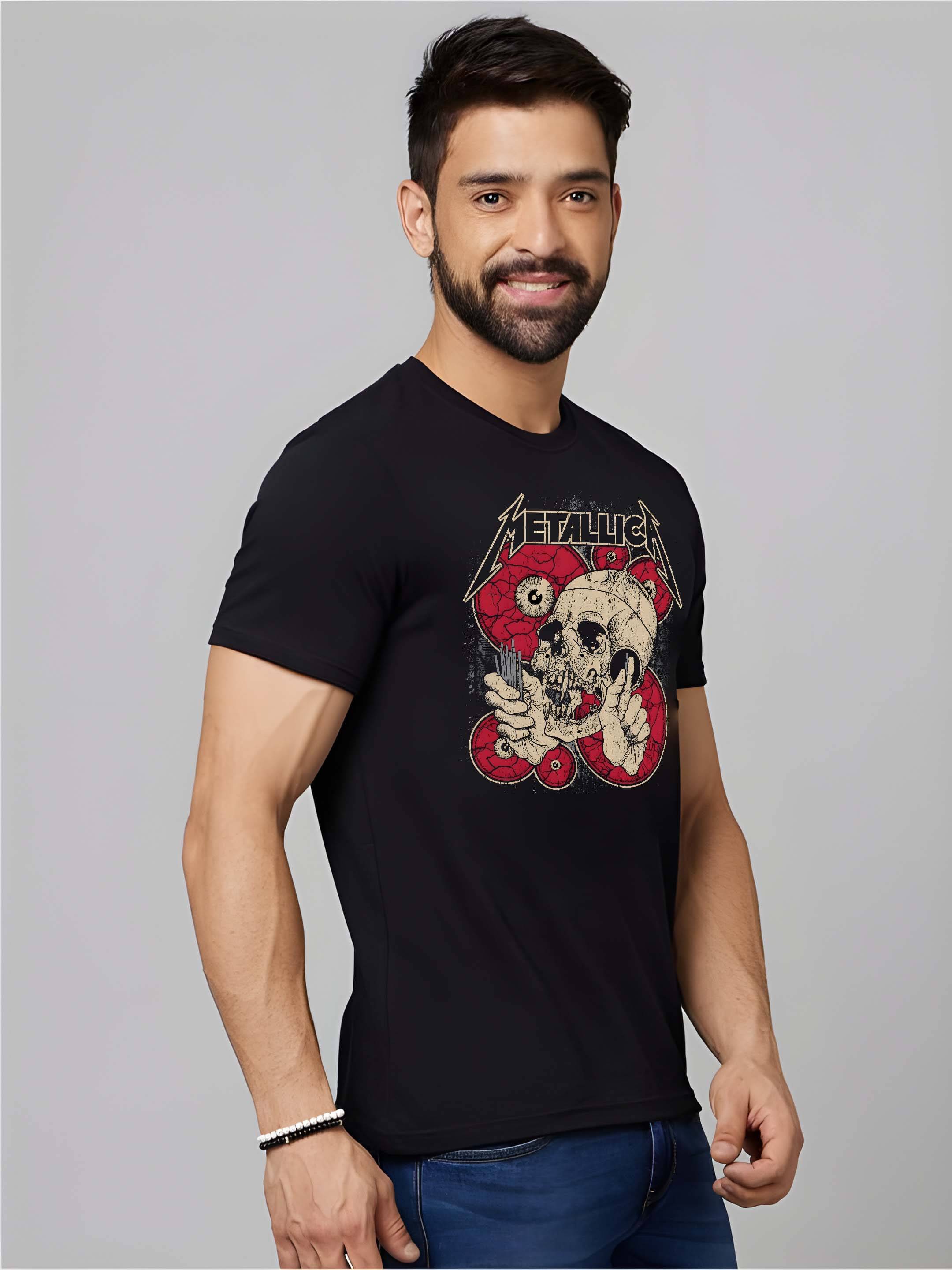 Kaido Cotton Regular Fit Self Design Half Sleeves Men's Round T-Shirt - Black ( Pack of 1 ) Kaido Cotton Regular Fit Self Design Half Sleeves Men's Round T-Shirt - Black ( Pack of 1 )