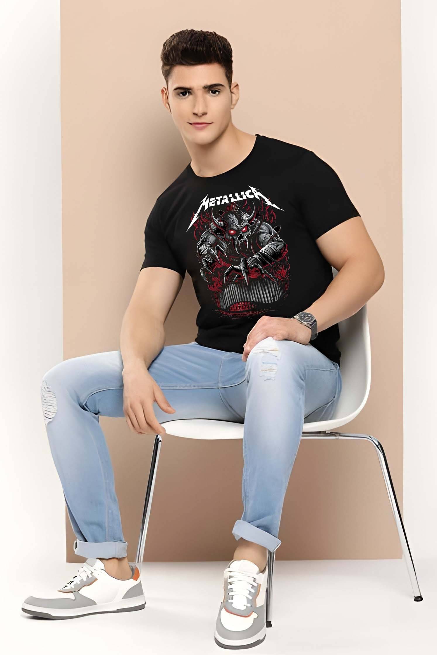 Kaido Cotton Regular Fit Self Design Half Sleeves Men's Round T-Shirt - Black ( Pack of 1 ) Kaido Cotton Regular Fit Self Design Half Sleeves Men's Round T-Shirt - Black ( Pack of 1 )