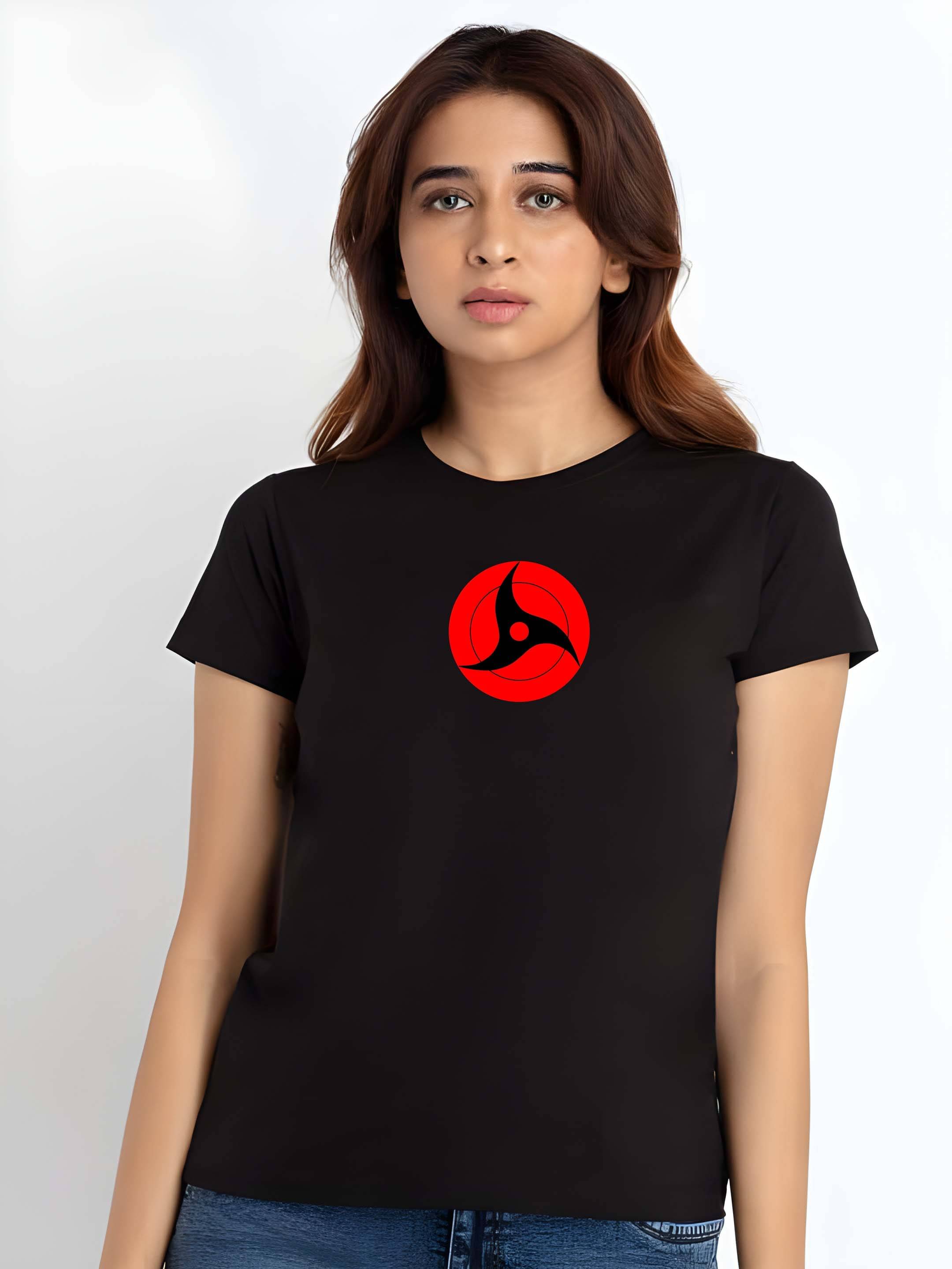 Kaido Women Cotton Blend Printed Regular Fit Round Neck T-Shirt ( Black )     			Kaido Women Cotton Blend Printed Regular Fit Round Neck T-Shirt ( Black )
