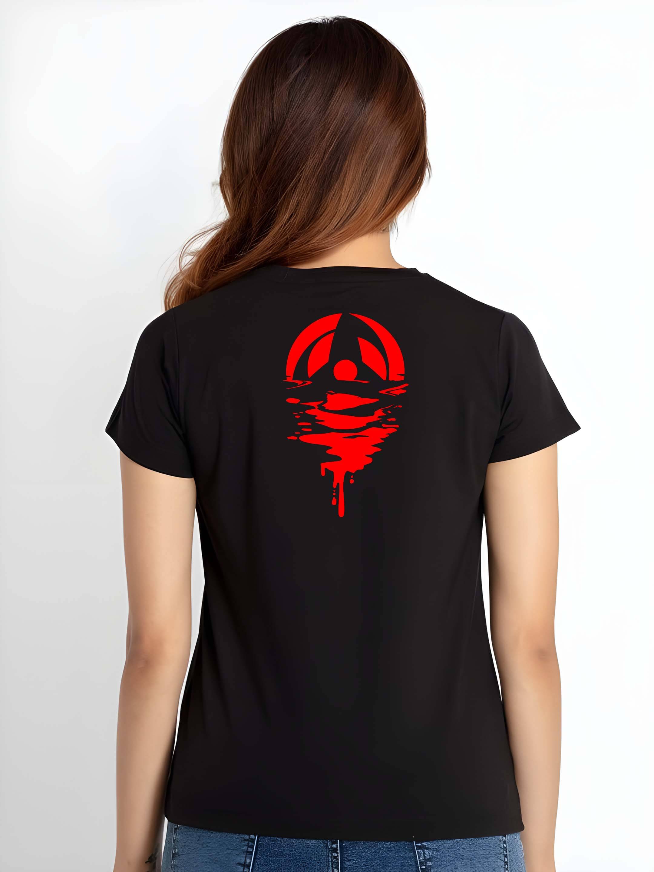     			Kaido Women Cotton Blend Printed Regular Fit Round Neck T-Shirt ( Black )