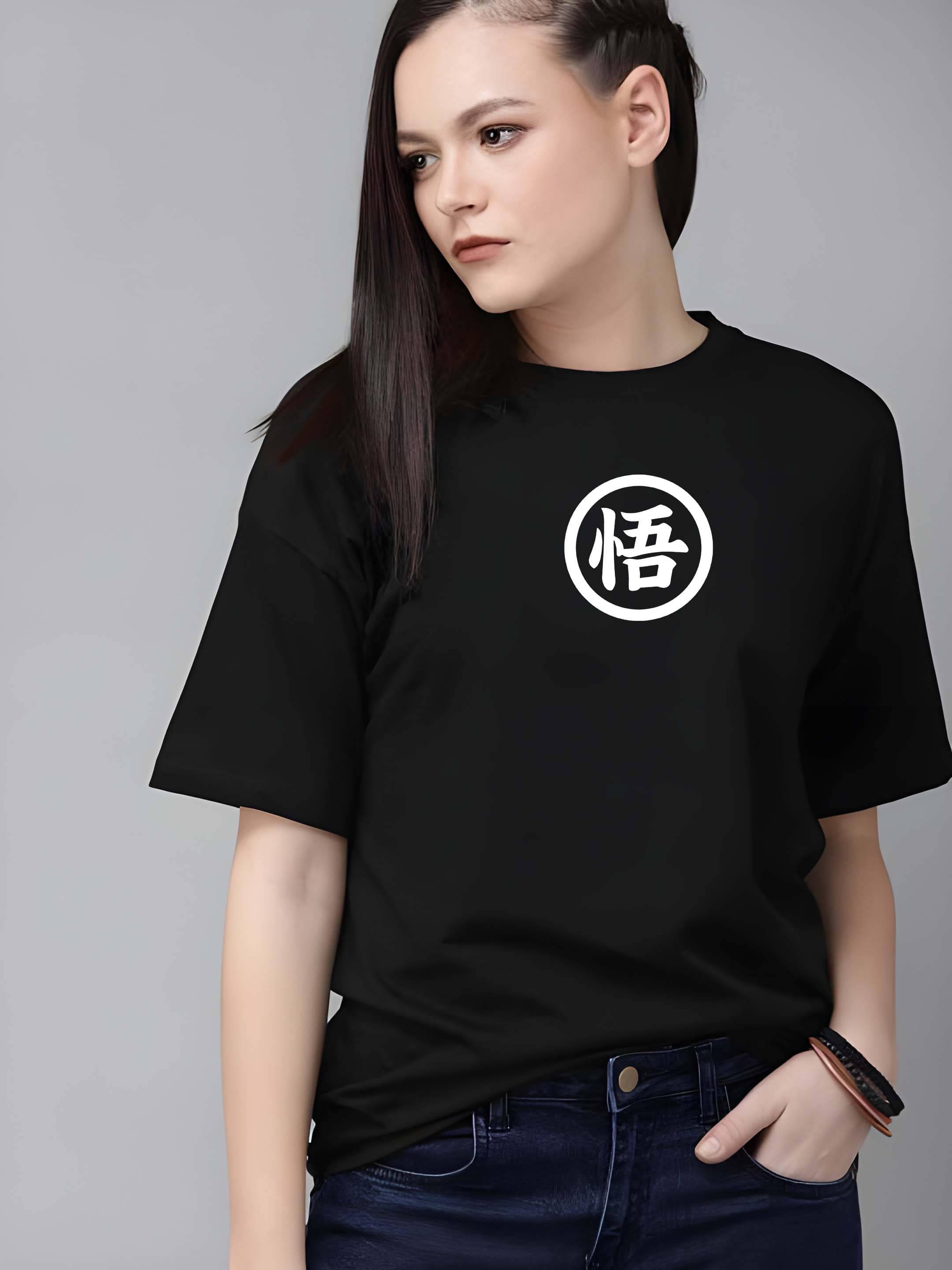     			Kaido Women Cotton Blend Printed Regular Fit Round Neck T-Shirt ( Black )