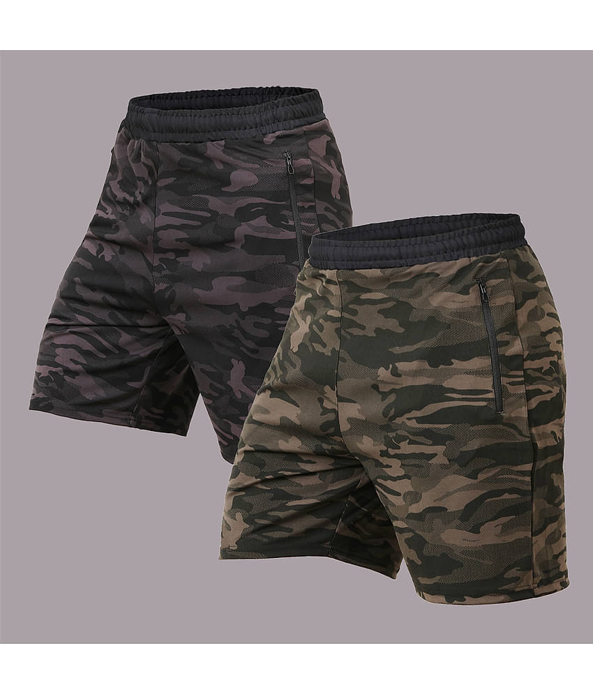 NEVER LOSE Green Polyester Men's Running Shorts ( Pack of 2 )