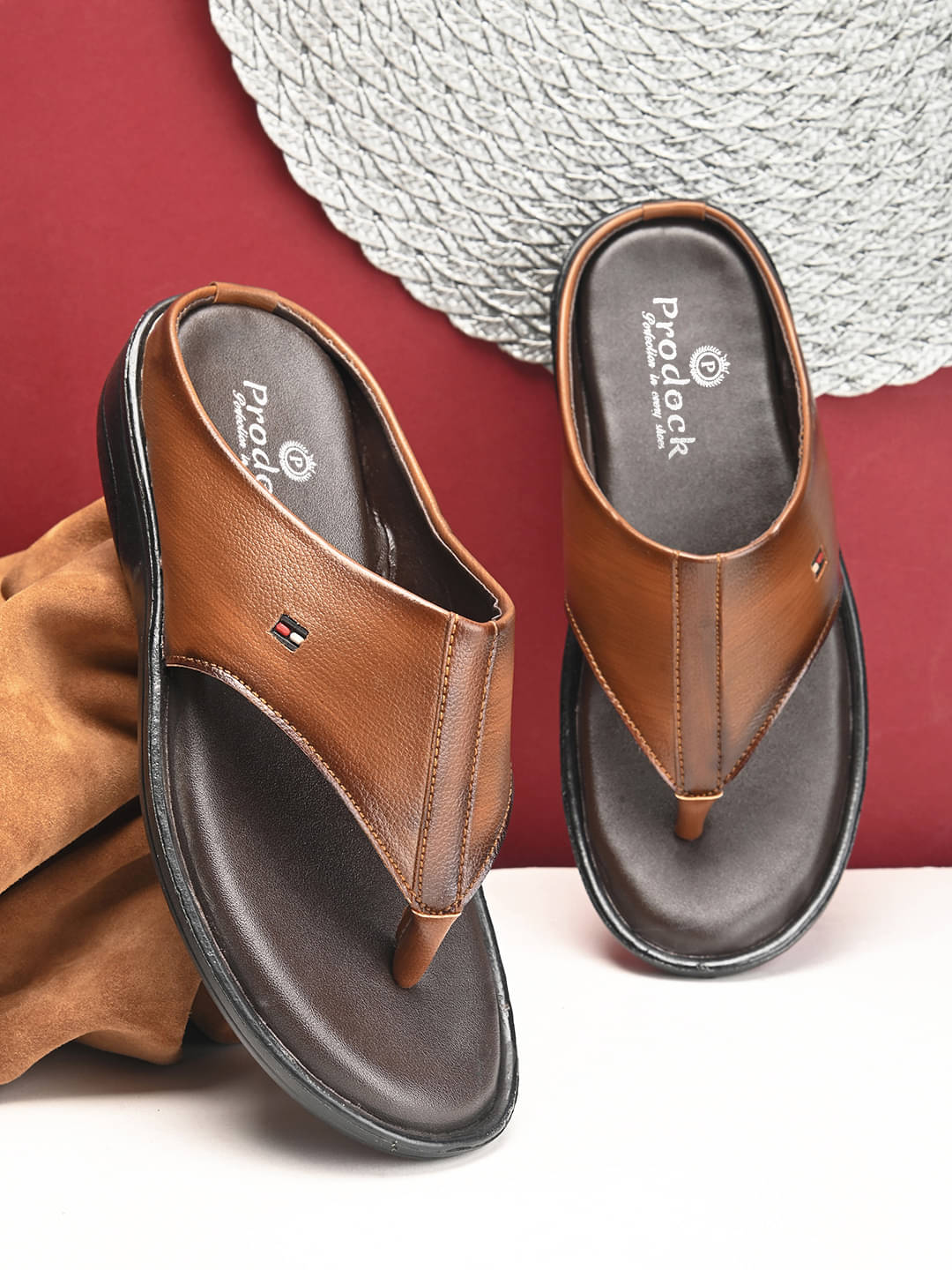     			PRODOCK Tan Men's Thong Flip Flop