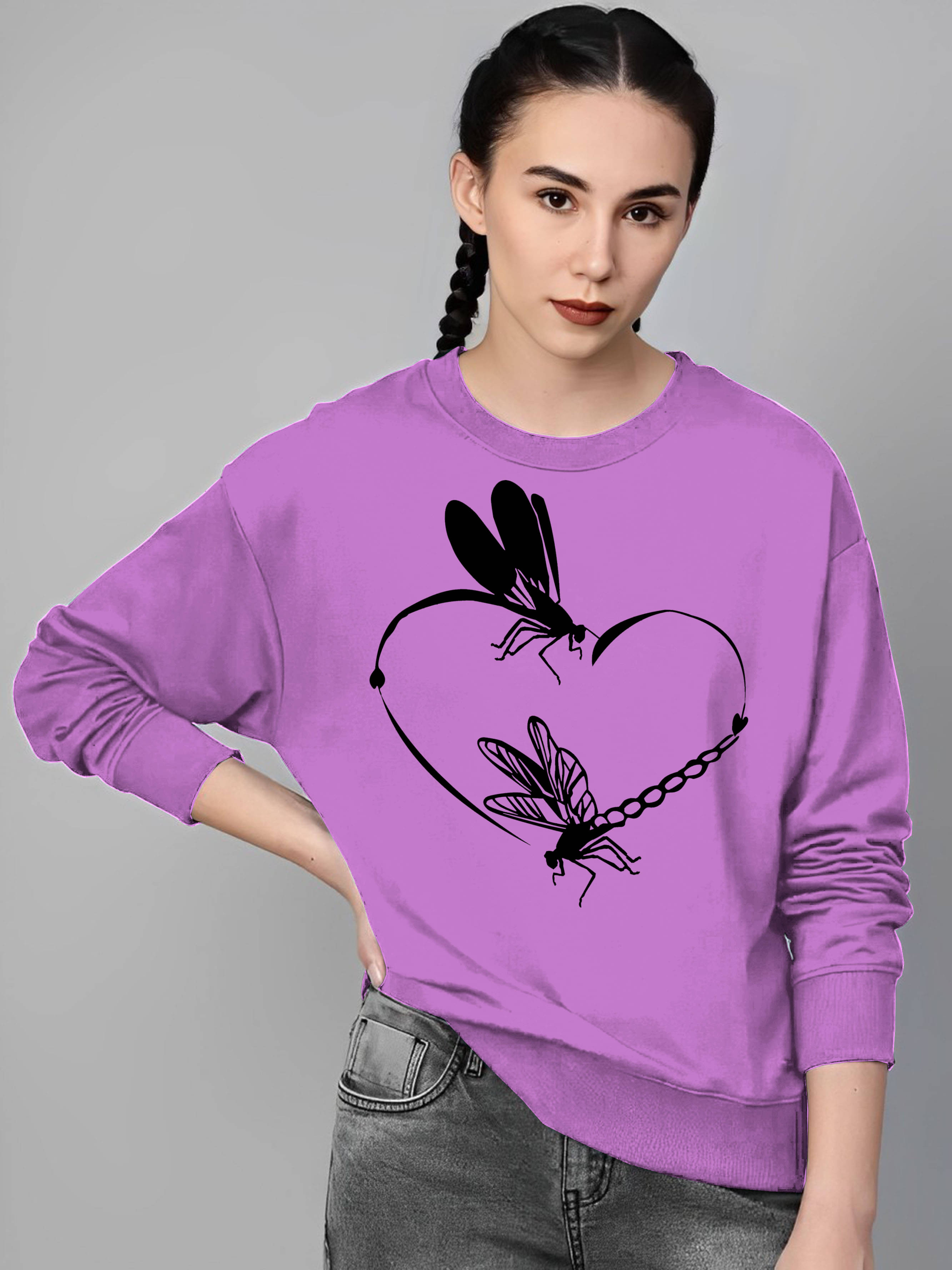 Parona Women Fleece Round Neck Sweatshirt ( Purple ) Parona Women Fleece Round Neck Sweatshirt ( Purple )