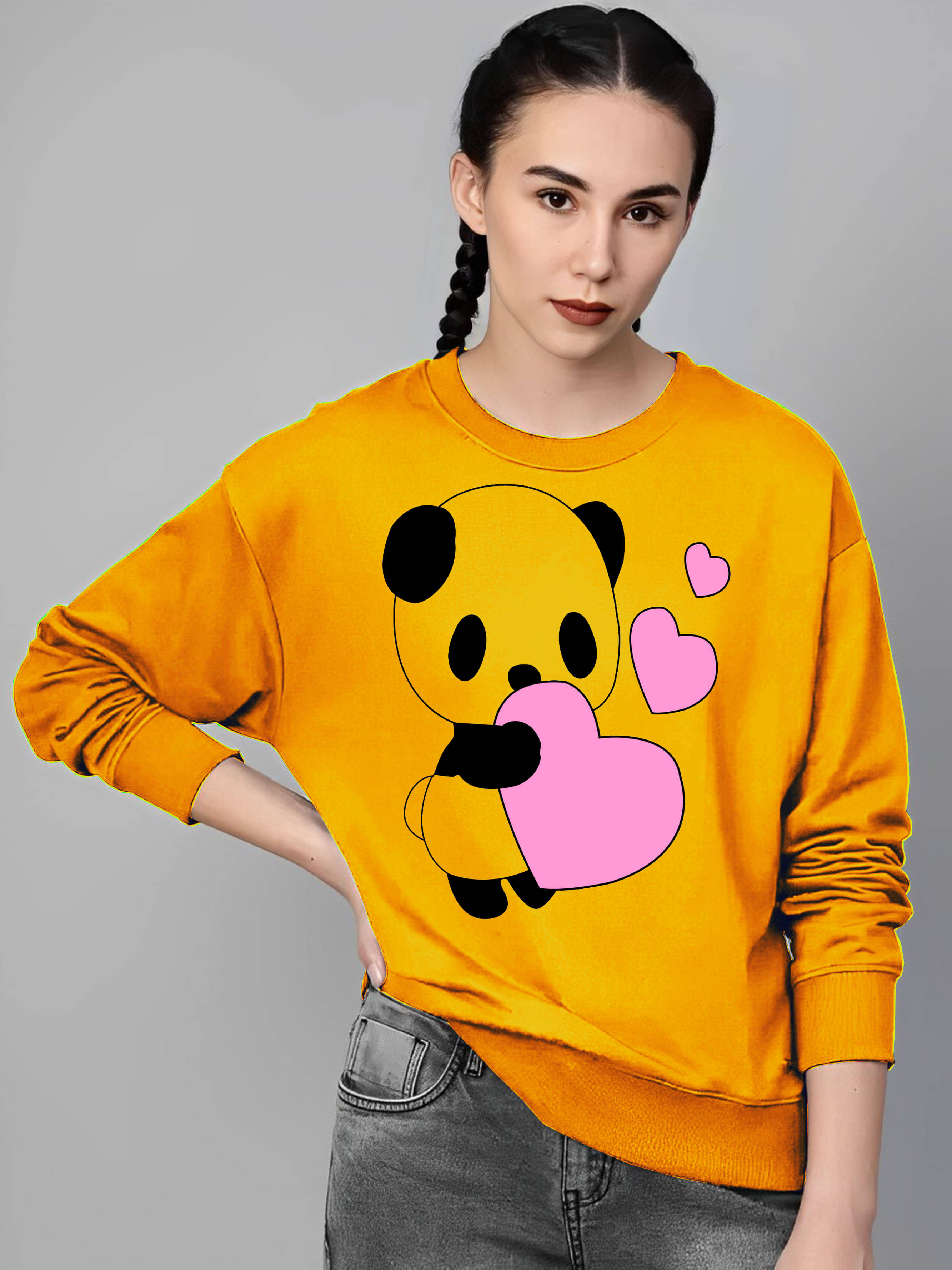 Parona Women Fleece Round Neck Sweatshirt ( Mustard ) Parona Women Fleece Round Neck Sweatshirt ( Mustard )