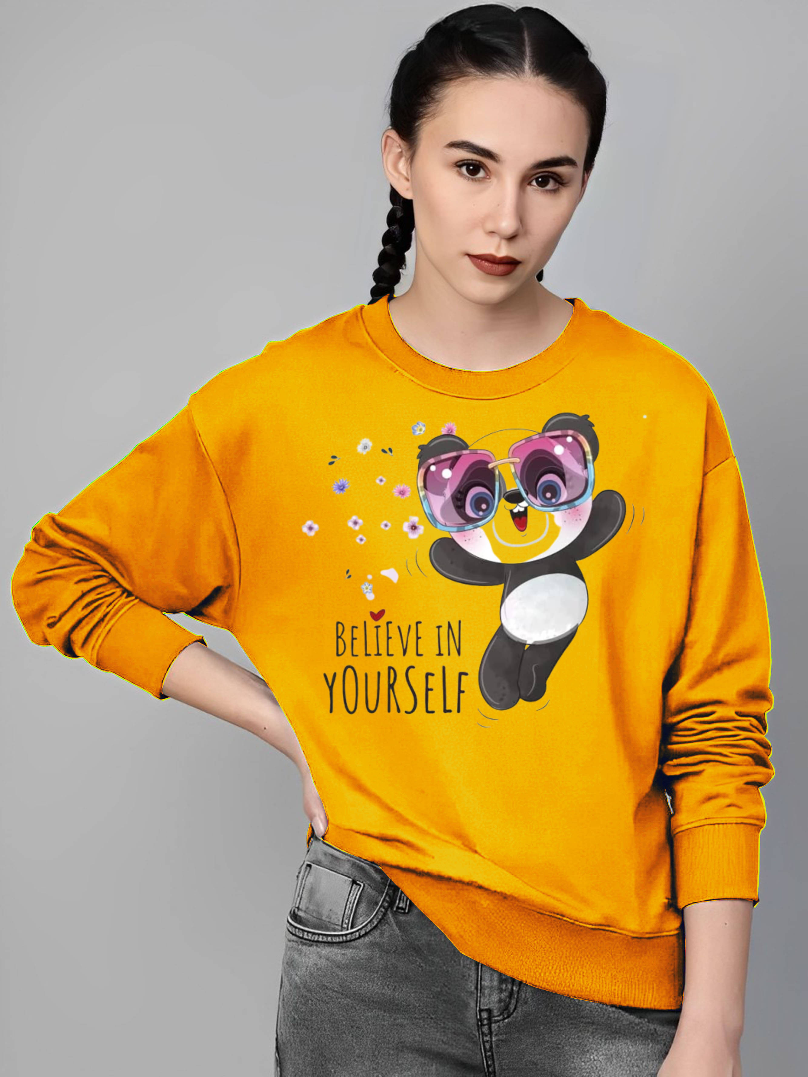 Parona Women Fleece Round Neck Sweatshirt ( Mustard )     			Parona Women Fleece Round Neck Sweatshirt ( Mustard )