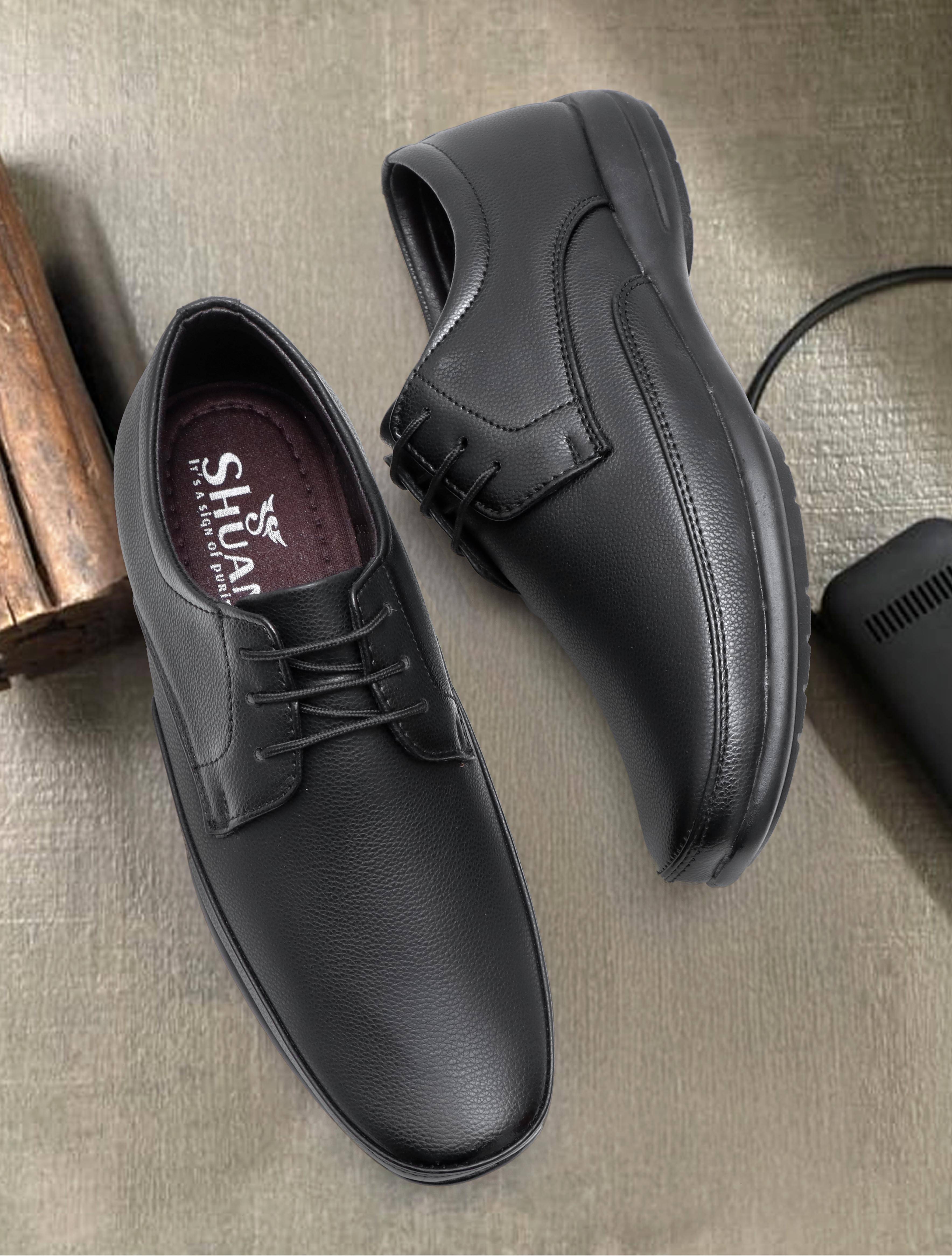     			SHUAN Black Men's Derby Formal Shoes