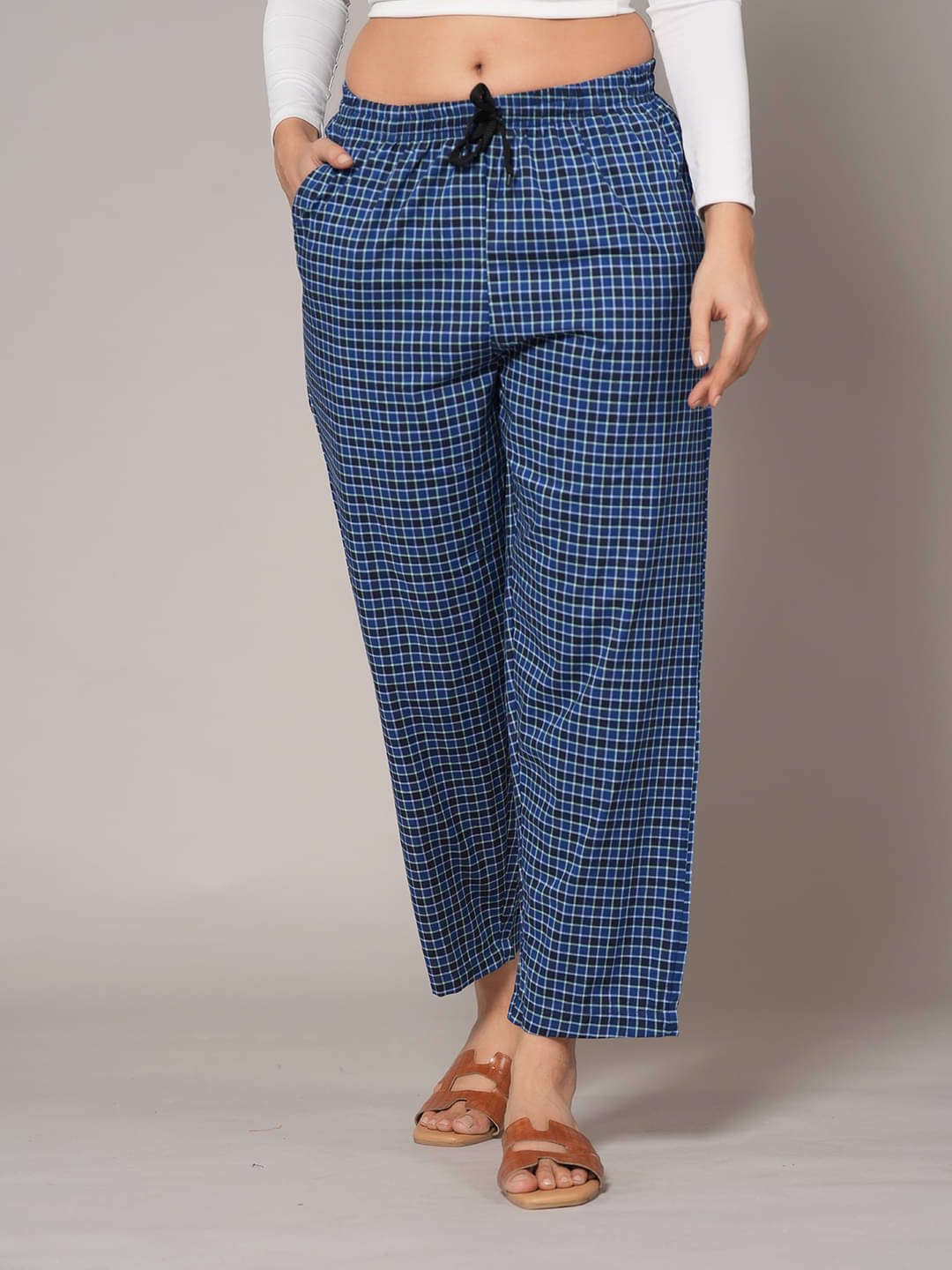     			STYLE SHOES Blue Cotton Women's Nightwear Pyjama ( Pack of 1 )