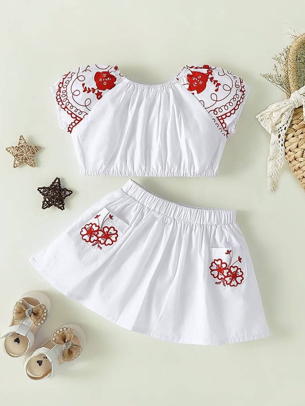     			Sk dresses Cotton Frock For Girls ( Pack of 1 , Off White )