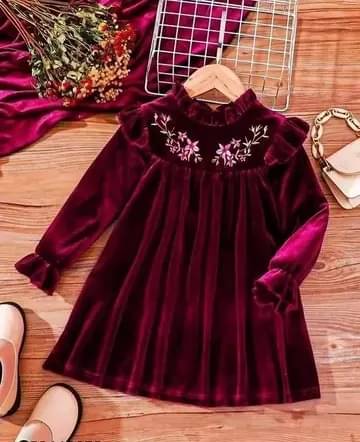 Sk dresses Velvet Frock For Girls ( Pack of 1 , Maroon ) Sk dresses Velvet Frock For Girls ( Pack of 1 , Maroon )
