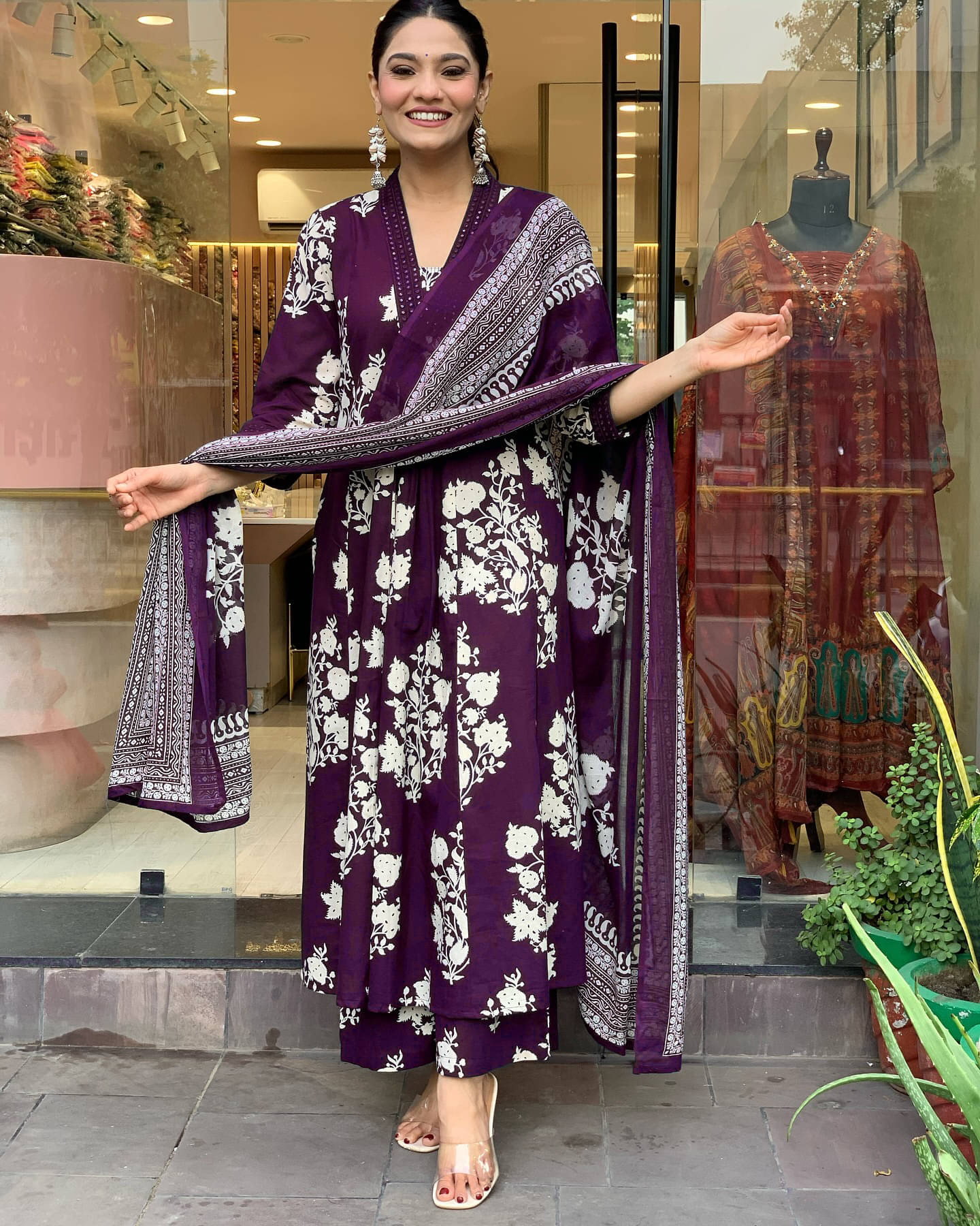 TOOCHKI Georgette Printed Kurti With Palazzo Women's Stitched Salwar Suit - Purple ( Pack of 1 ) TOOCHKI Georgette Printed Kurti With Palazzo Women's Stitched Salwar Suit - Purple ( Pack of 1 )