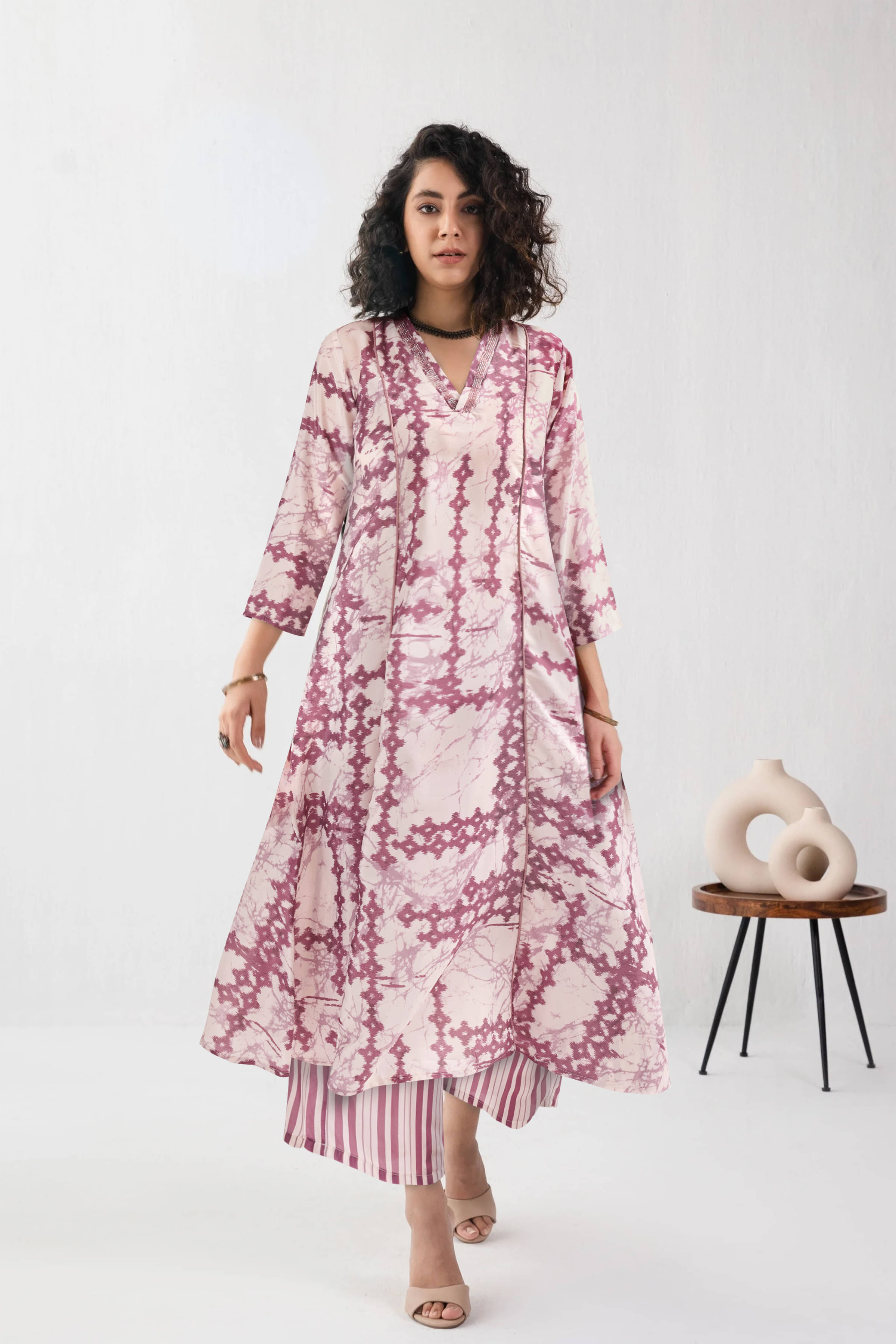     			TOOCHKI Rayon Embellished Kurti With Palazzo Women's Stitched Salwar Suit - Off White ( Pack of 1 )