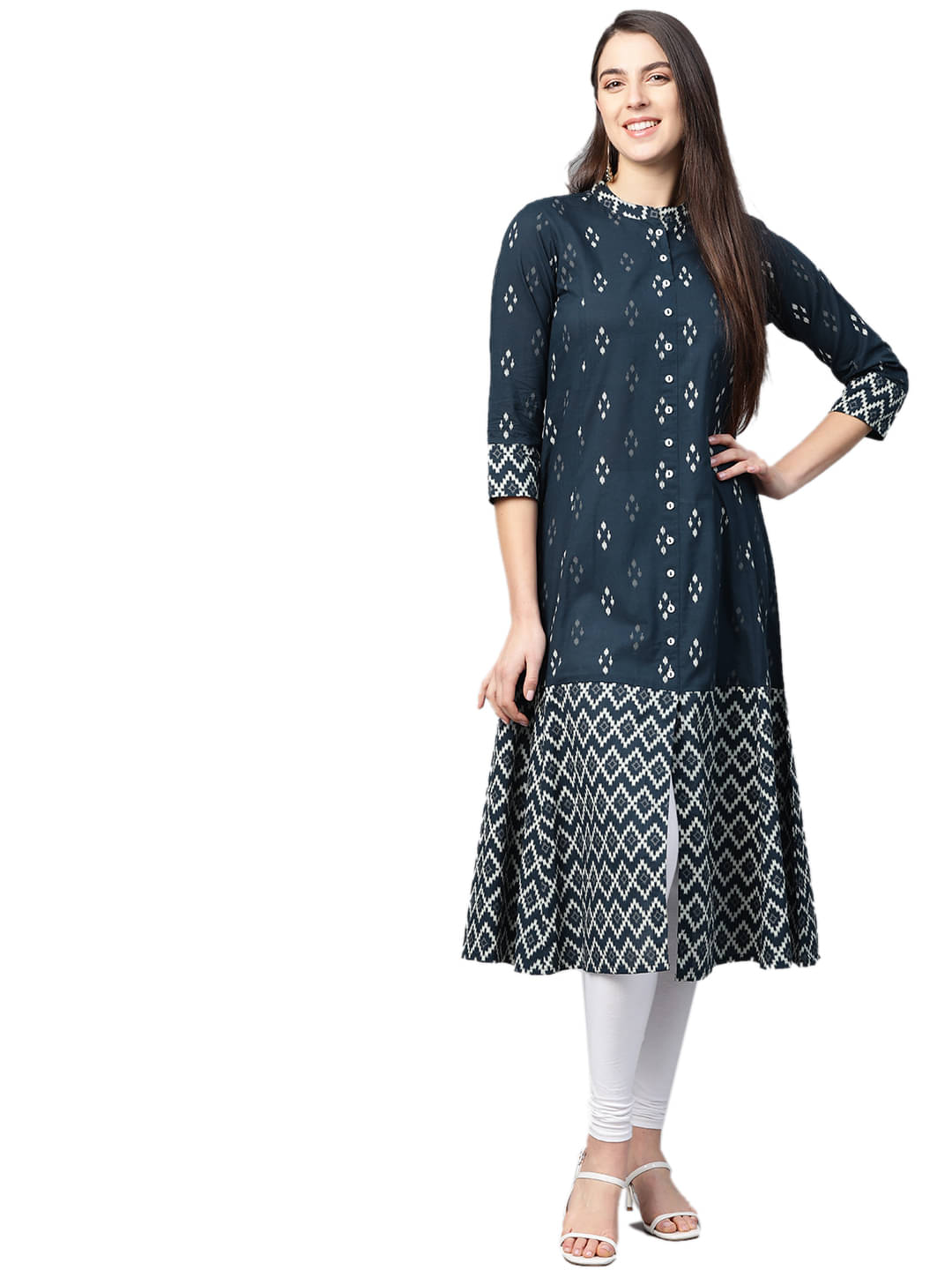 Yash Gallery Pack of 1 Cotton Printed A-line Women's Kurti - ( Blue ) Yash Gallery Pack of 1 Cotton Printed A-line Women's Kurti - ( Blue )