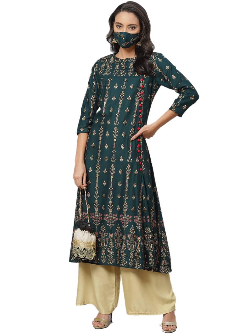 Yash Gallery Pack of 1 Rayon Printed Flared Women's Kurti - ( Green ) Yash Gallery Pack of 1 Rayon Printed Flared Women's Kurti - ( Green )