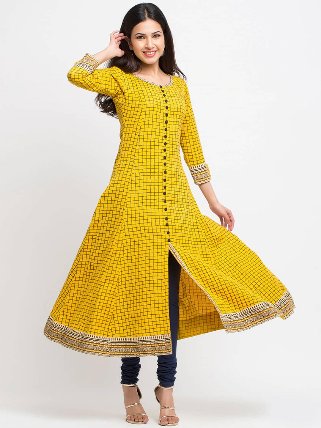 Yash Gallery Pack of 1 Cotton Printed Anarkali Women's Kurti - ( Multicolor ) Yash Gallery Pack of 1 Cotton Printed Anarkali Women's Kurti - ( Multicolor )