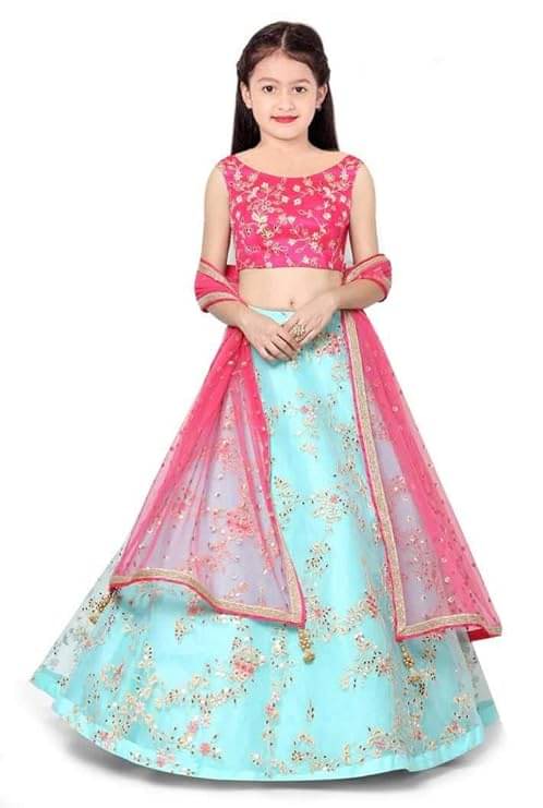     			piludi Net Lehenga Choli Set For Girls ( Pack of 1 , Pink )