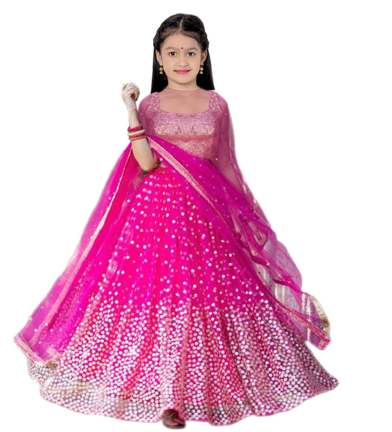     			piludi Net Lehenga Choli Set For Girls ( Pack of 1 , Multicolor )