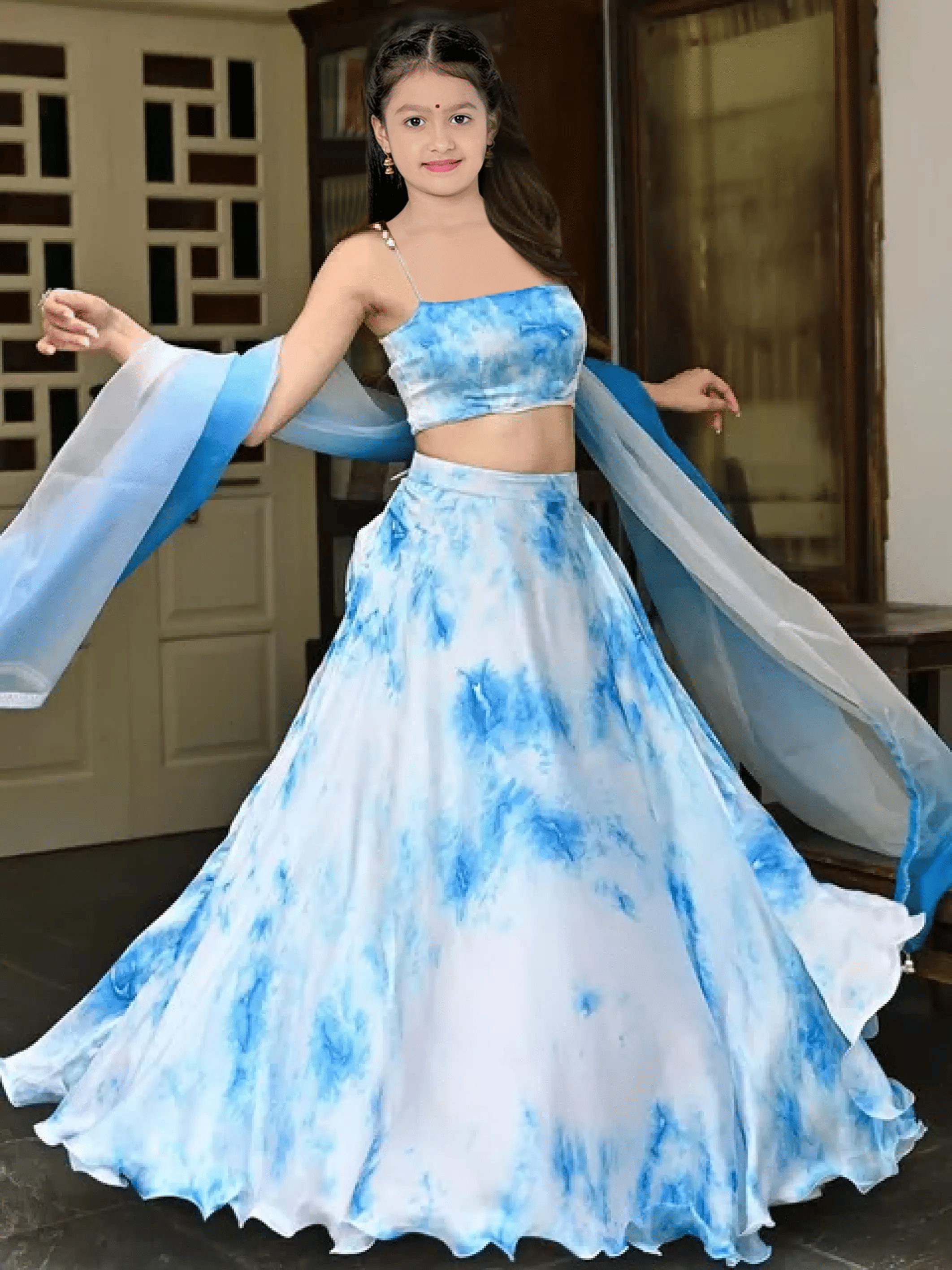     			piludi Silk Lehenga Choli Set For Girls ( Pack of 1 , White )