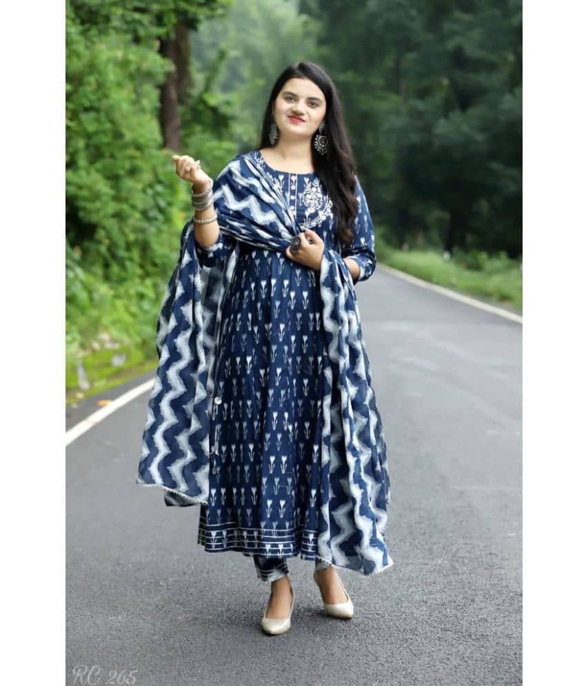 piludi Viscose Solid Kurti With Pants Women's Stitched Salwar Suit - Blue ( Pack of 1 )