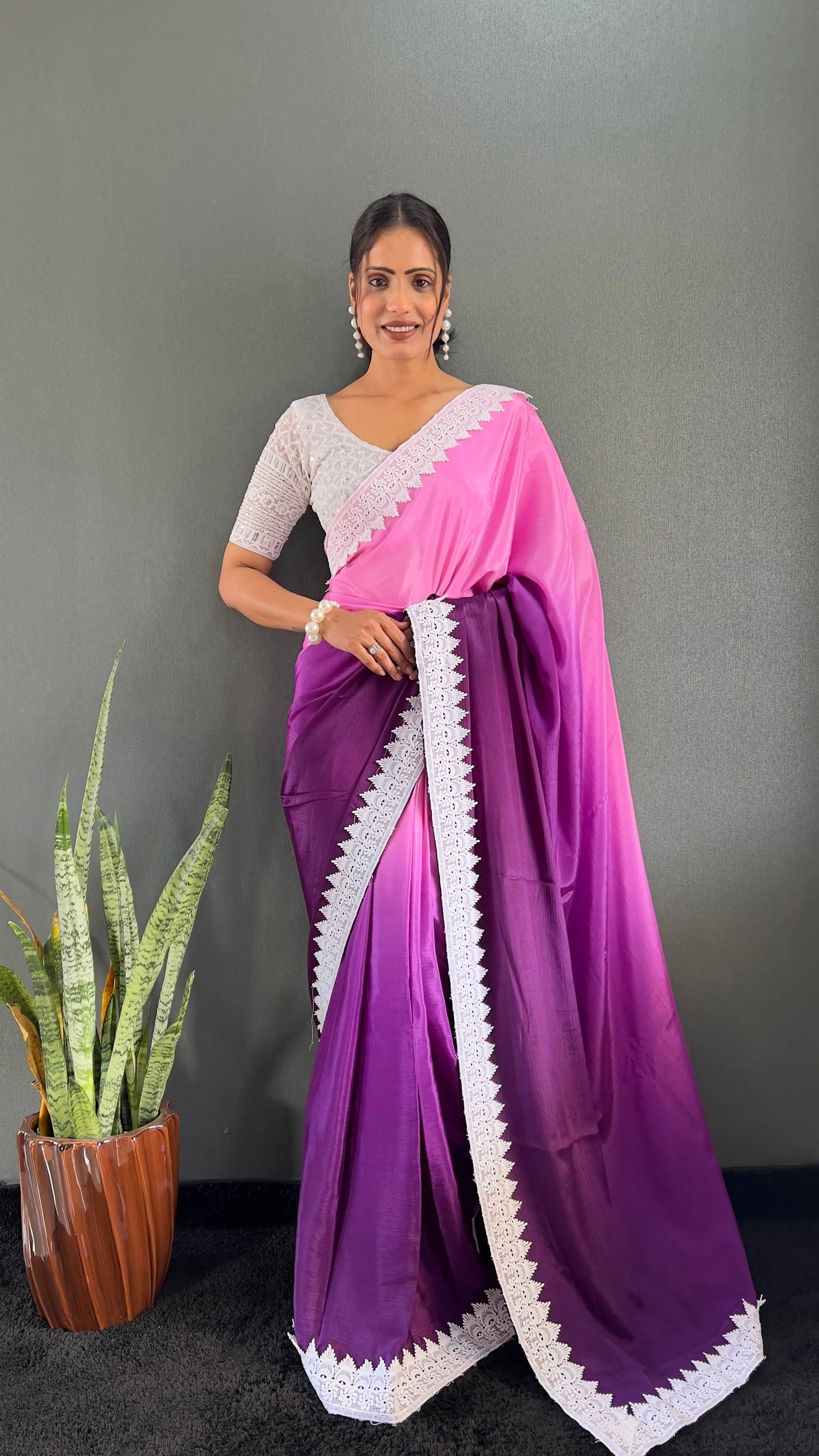 A TO Z CART Chiffon Dyed Saree With Unstitched Blouse Piece ( Pink ) A TO Z CART Chiffon Dyed Saree With Unstitched Blouse Piece ( Pink )