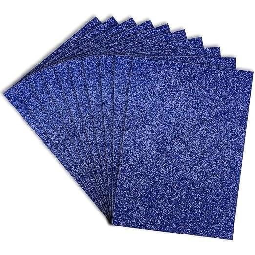     			A4 Size Glitter Foam Sheets, Blue Colour, Pack of 10 Sheets- for Art & Craft, Decoration, Gift Wrapping, Scrapbooking etc A4 180 gsm Craft paper (Set of 1, Blue)