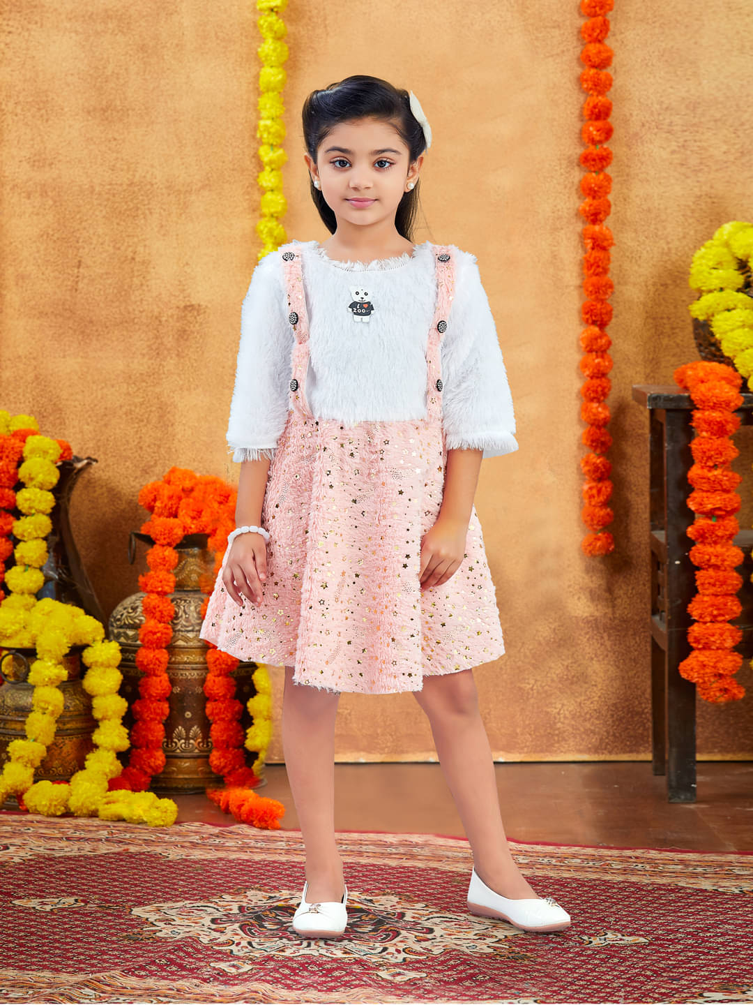 Aarika Cotton Blend Fit And Flare Dress For Girls ( Pack of 1 , Peach ) Aarika Cotton Blend Fit And Flare Dress For Girls ( Pack of 1 , Peach )