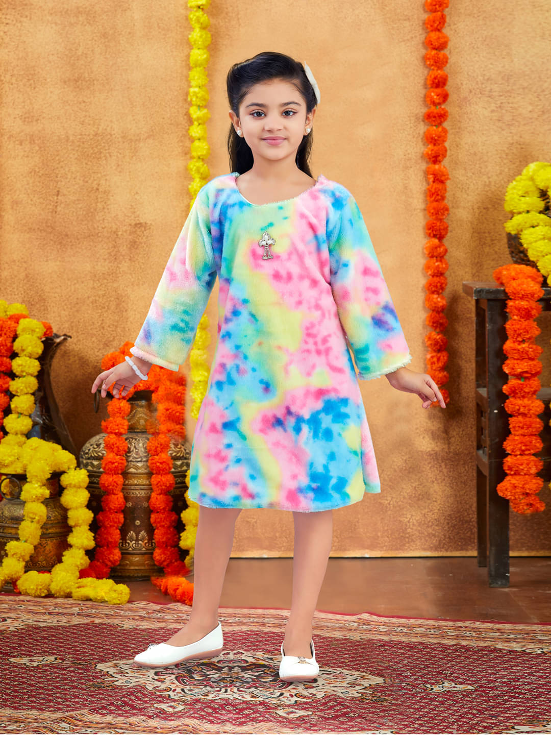 Aarika Woollen Fit And Flare Dress For Girls ( Pack of 1 , Multicolor ) Aarika Woollen Fit And Flare Dress For Girls ( Pack of 1 , Multicolor )