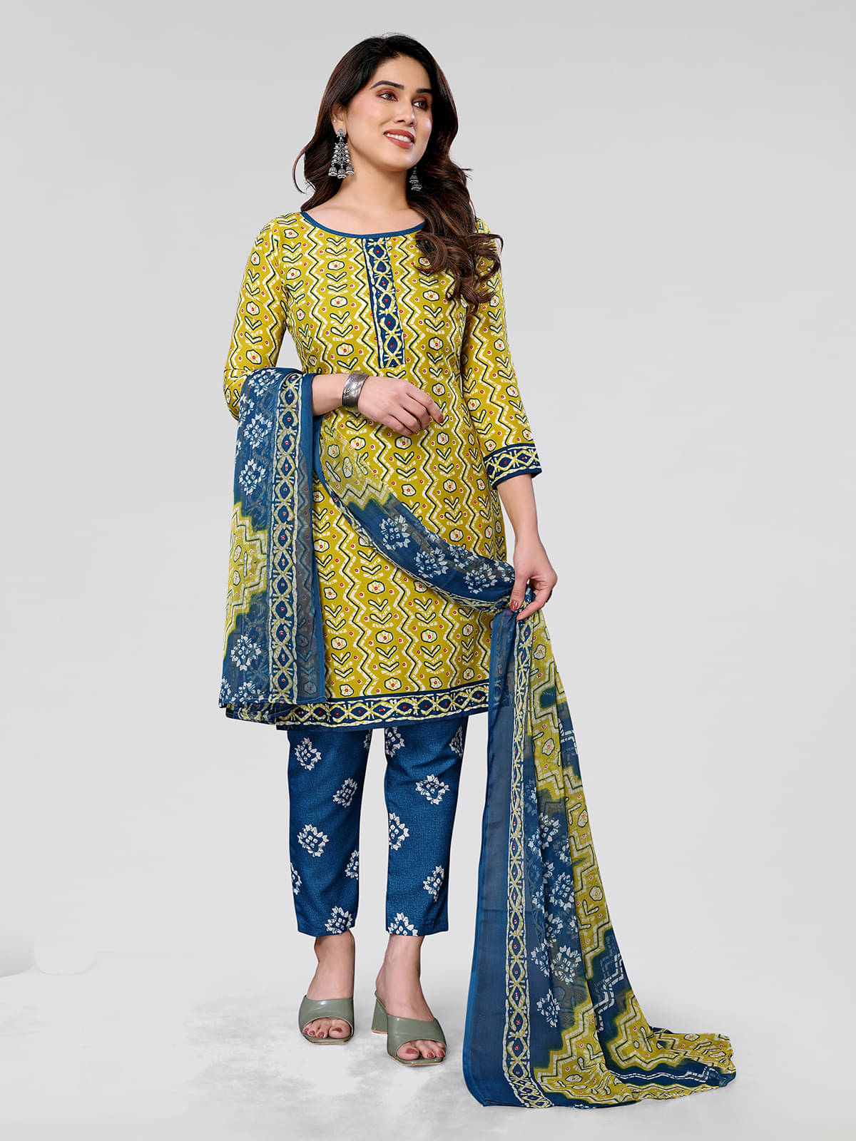 Anand Unstitched Crepe Printed Dress Material - Yellow ( Pack of 1 ) Anand Unstitched Crepe Printed Dress Material - Yellow ( Pack of 1 )