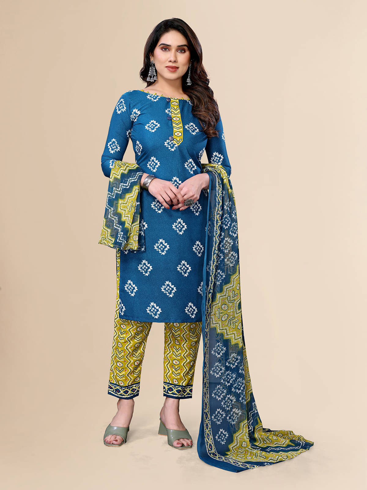 Anand Unstitched Crepe Printed Dress Material - Blue ( Pack of 1 ) Anand Unstitched Crepe Printed Dress Material - Blue ( Pack of 1 )
