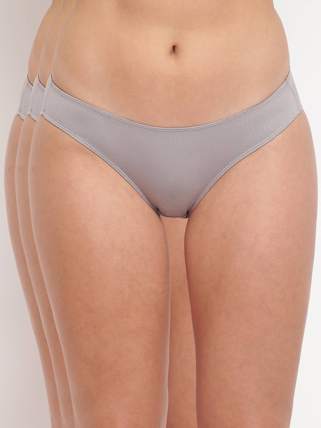     			BASIICS By La Intimo Pack of 3 Cotton Bikini For Women ( Grey )
