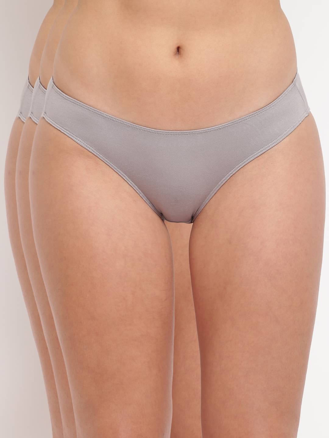 BASIICS By La Intimo Pack of 3 Cotton Bikini For Women ( Grey ) BASIICS By La Intimo Pack of 3 Cotton Bikini For Women ( Grey )