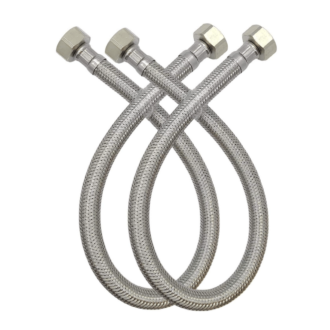     			BATHBLISS 30" Stainless Steel 304 Grade Connection Pipe with Brass Nut, High-Temperature Resistant, Scale-Preventing, Smooth Water Flow, Durable Plumbing Connection Solution (Set of 2)