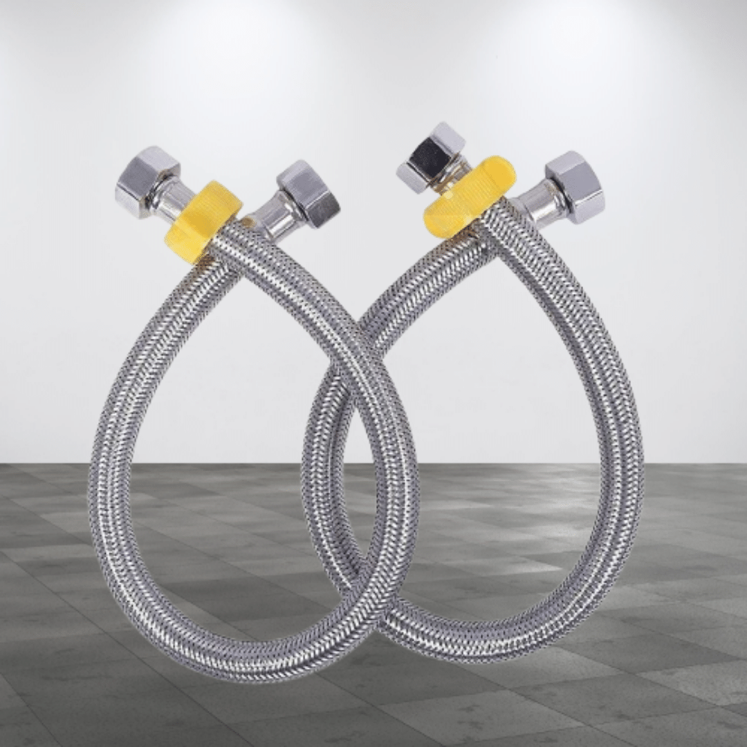     			COSWARE 18" Inches Connection Pipe | Stainless Steel Heavy Duty Connection Pipe | Suitable For Geysers, Countertop Faucets/Water Taps | (Set Of 2), Silver