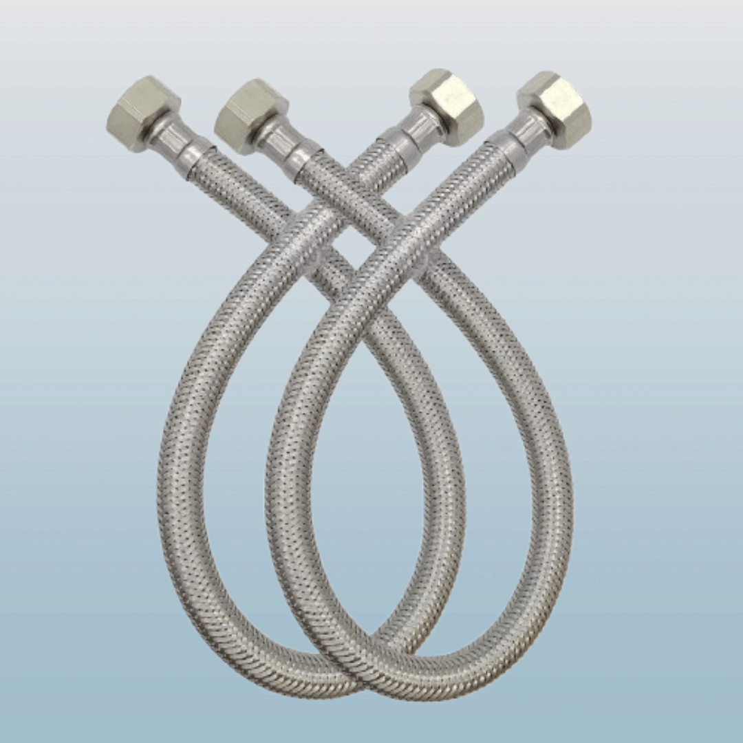     			COSWARE 24" Inches 304 Grade Braided Stainless Steel Connection Pipe Hose Pipe for Wash Basin, kitchen Sink, Geyser (Pack of 2)