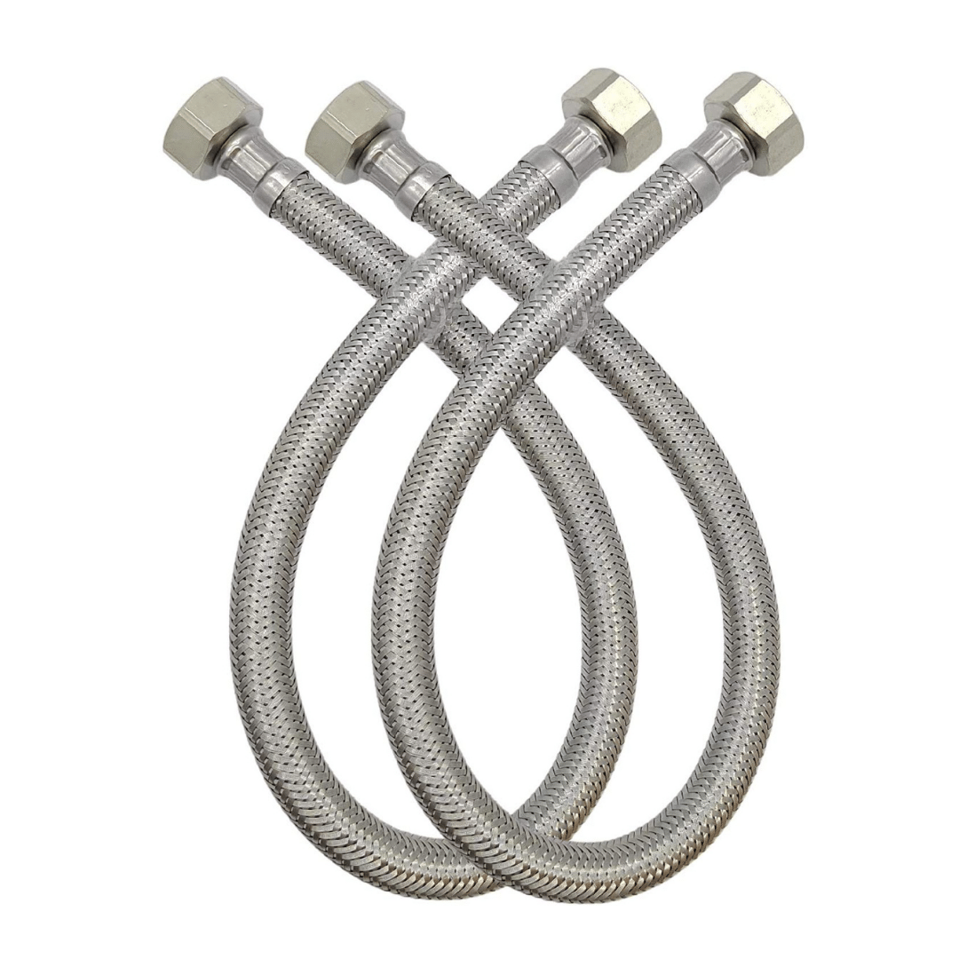     			COSWARE 30" Inches 304 Grade Braided Stainless Steel Connection Pipe Hose Pipe for Wash Basin, kitchen Sink, Geyser (Pack of 2)