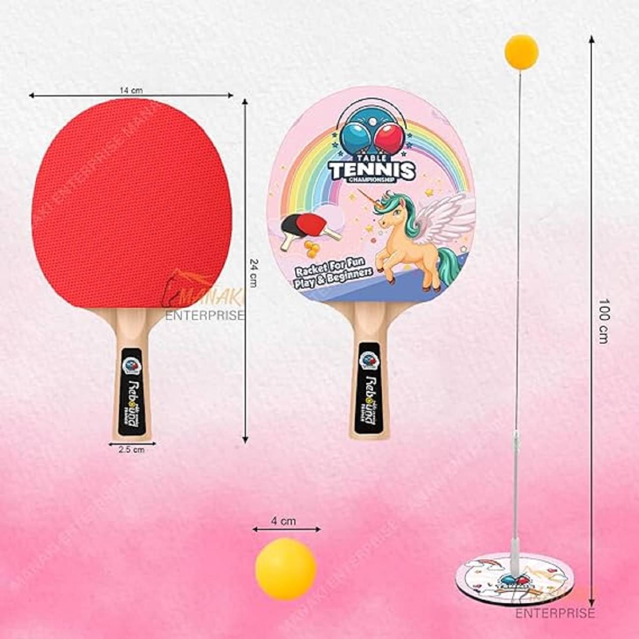     			DENFE Table Tennis Trainer Rebound Rackets and Balls Base Training Practice Set