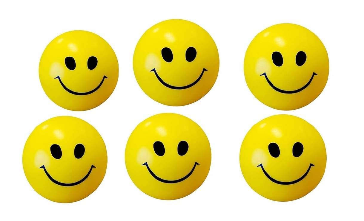     			ECLET Smiley Ball, Stress Relief Ball for Fingers Exercise, Yellow Smiley Face Squeeze Ball for Kids & Adults (6 cm) Pack of 6