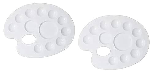     			Eclet Large Elliptical Shape Colour Pallete, Paint Mixing Palette, Painting Plate, Watercolor Pallet, Tray for Acrylic Paints, Palate for Colouring with 12 Compartments for Artists, Students, Kids(PACK OF 2)