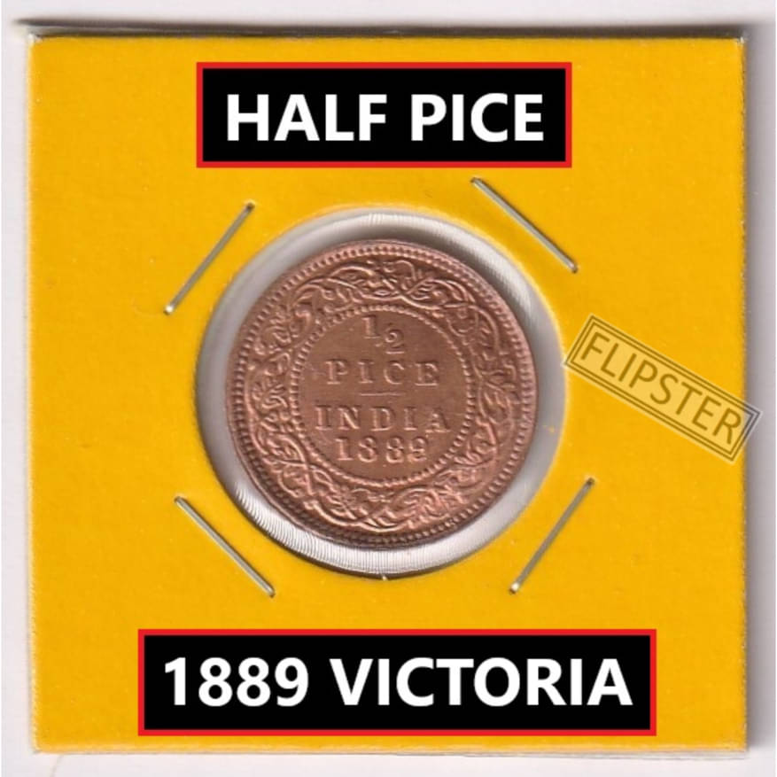     			**Extremely Rare** 1/2 Pice 1889 Victoria, old British India Coin Collection